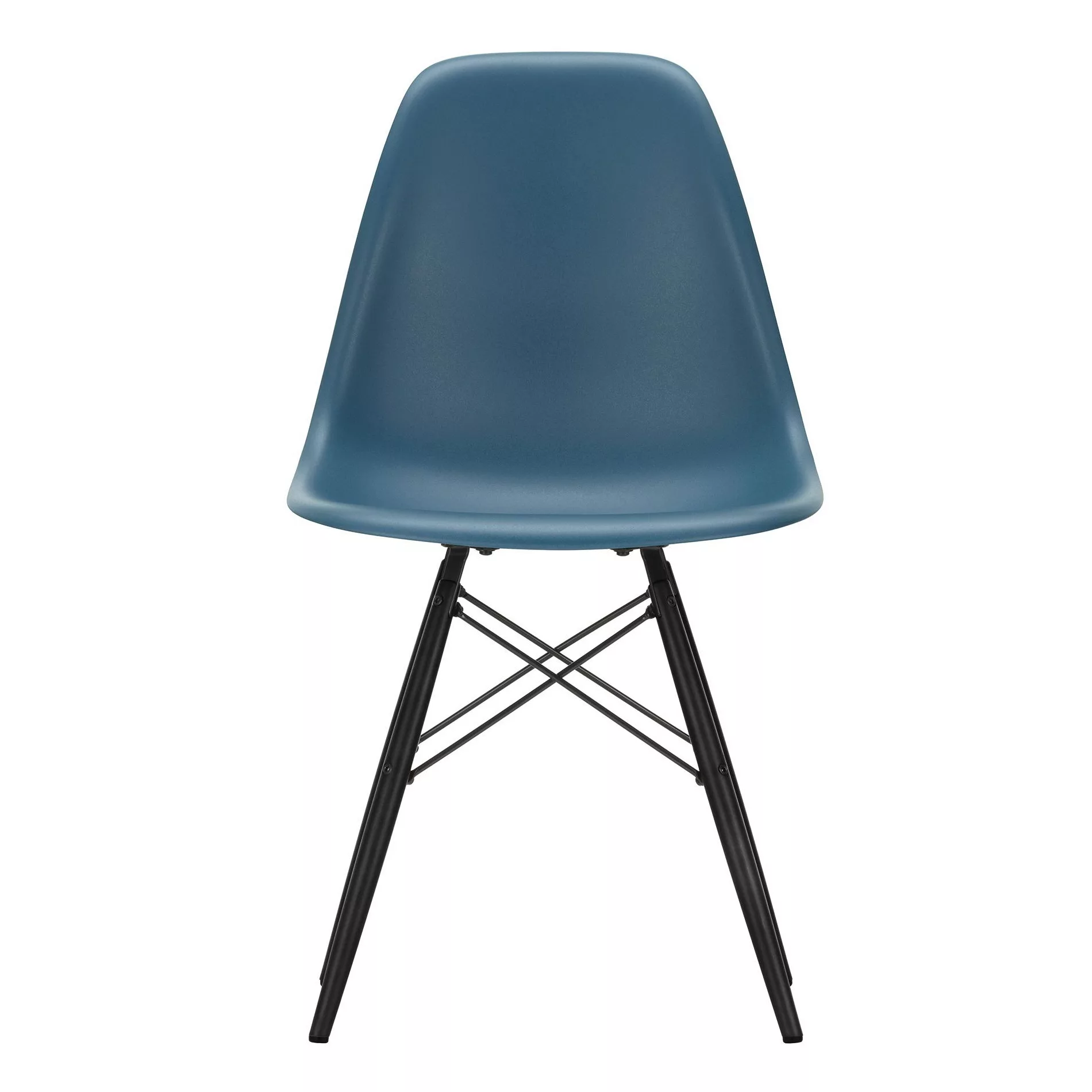 Vitra - Eames Plastic Side Chair DSW Gestell Ahorn schwarz - meerblau/Sitzs günstig online kaufen