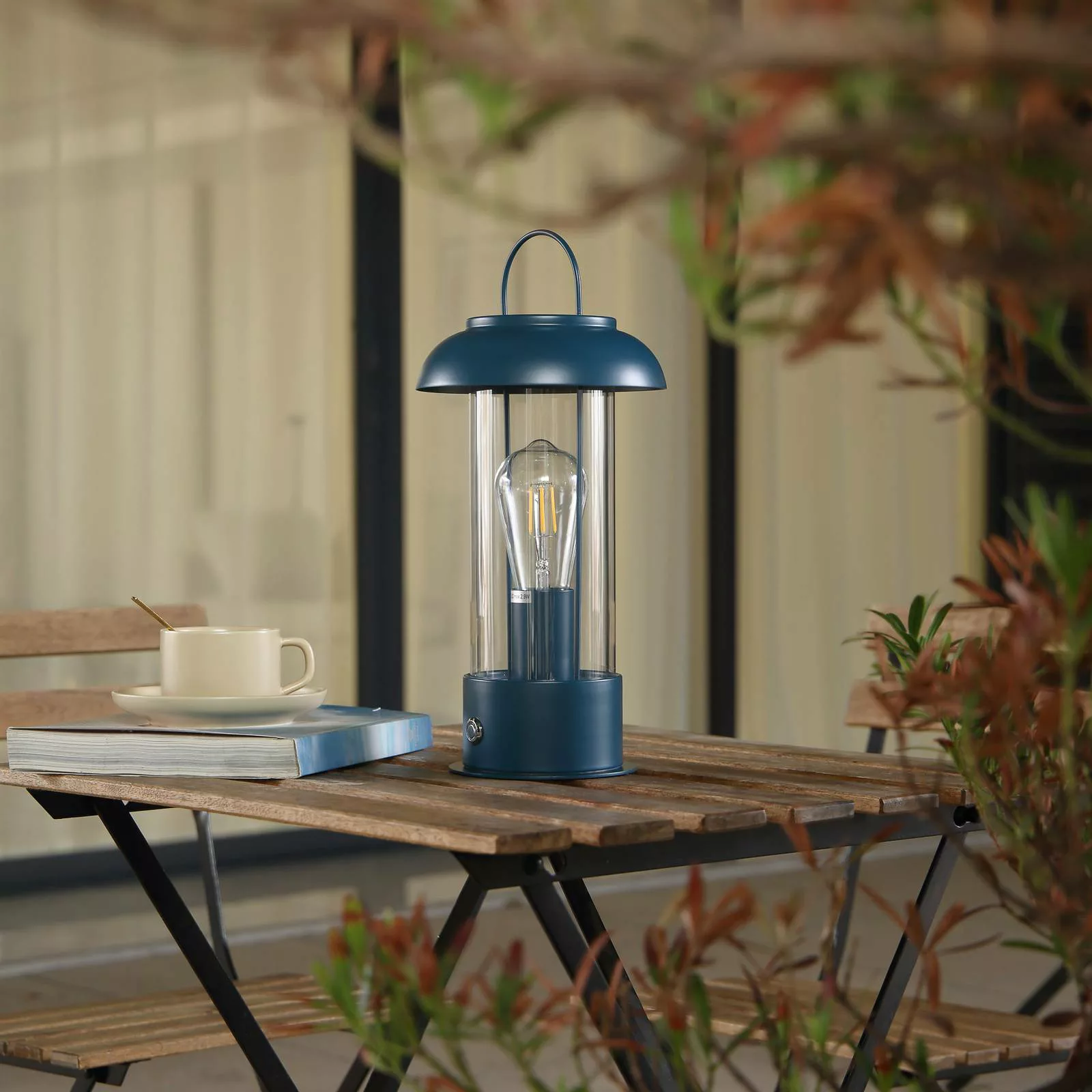 Lindby LED-Akkutischleuchte Yvette, blau, IP44 günstig online kaufen