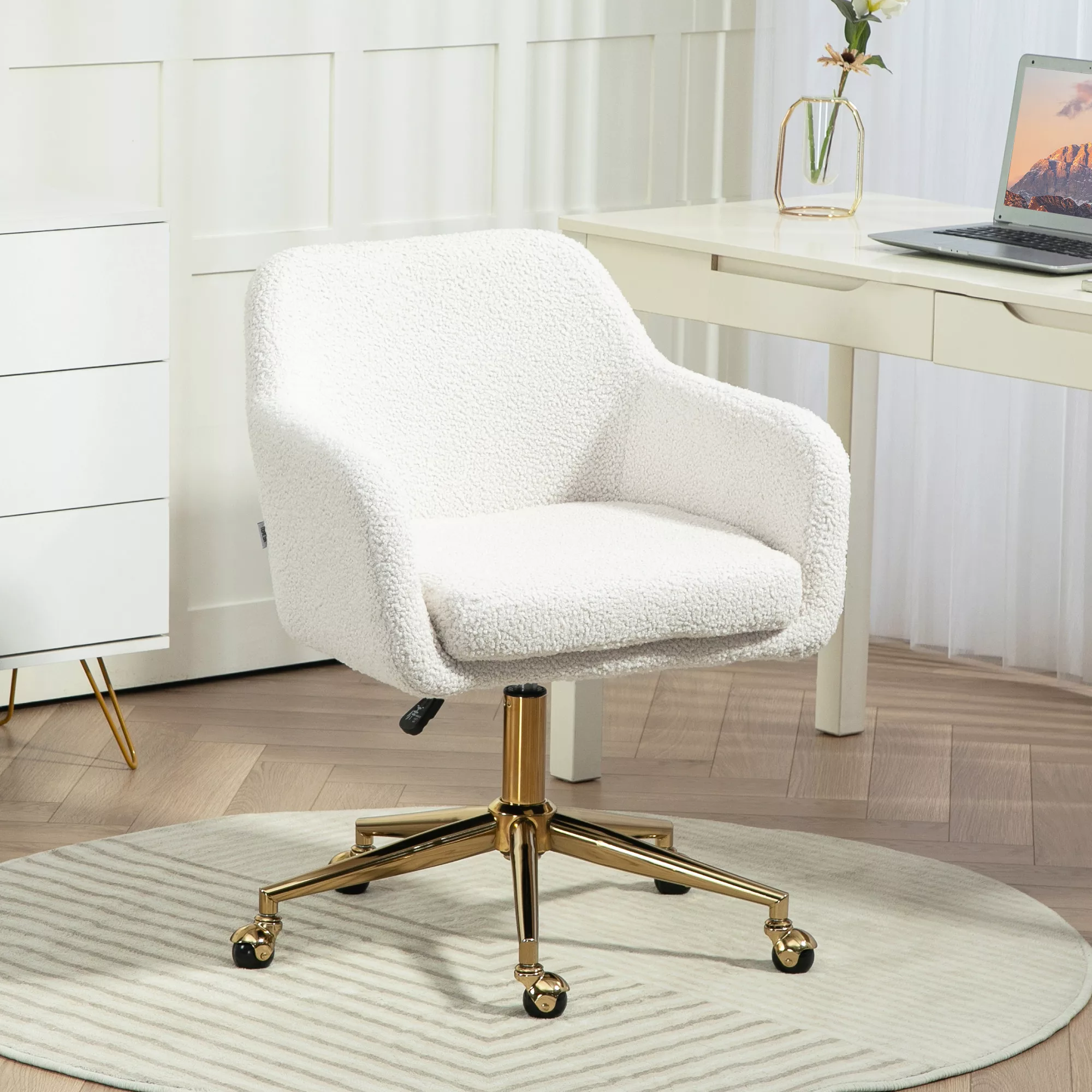 HOMCOM Bürostuhl, Höhenverstellbar Schreibtischstuhl, Relaxsessel mit Stahl günstig online kaufen