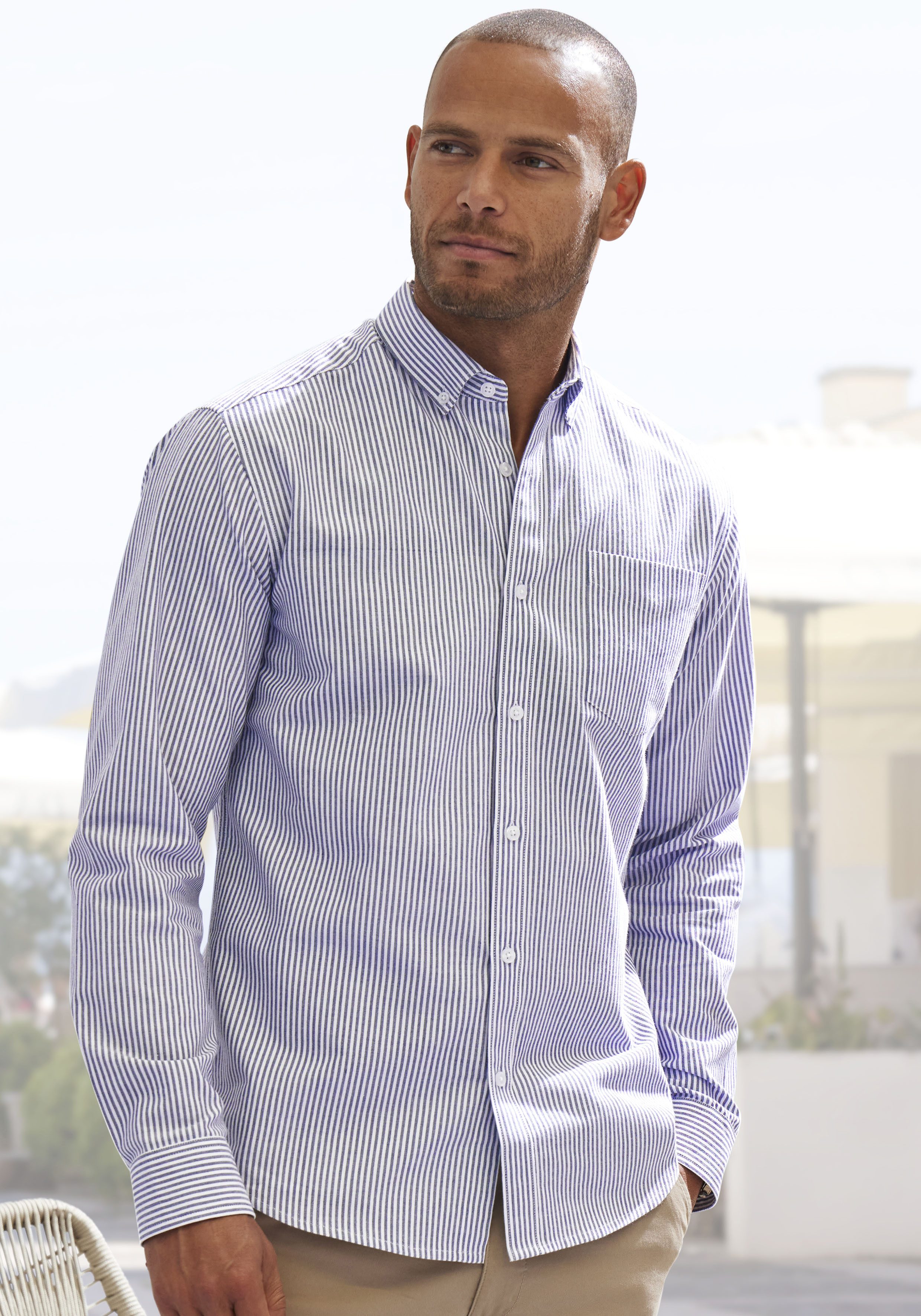 H.I.S Langarmhemd "Regular-fit", Oxfordhemd langarm mit Button-down-Kragen günstig online kaufen