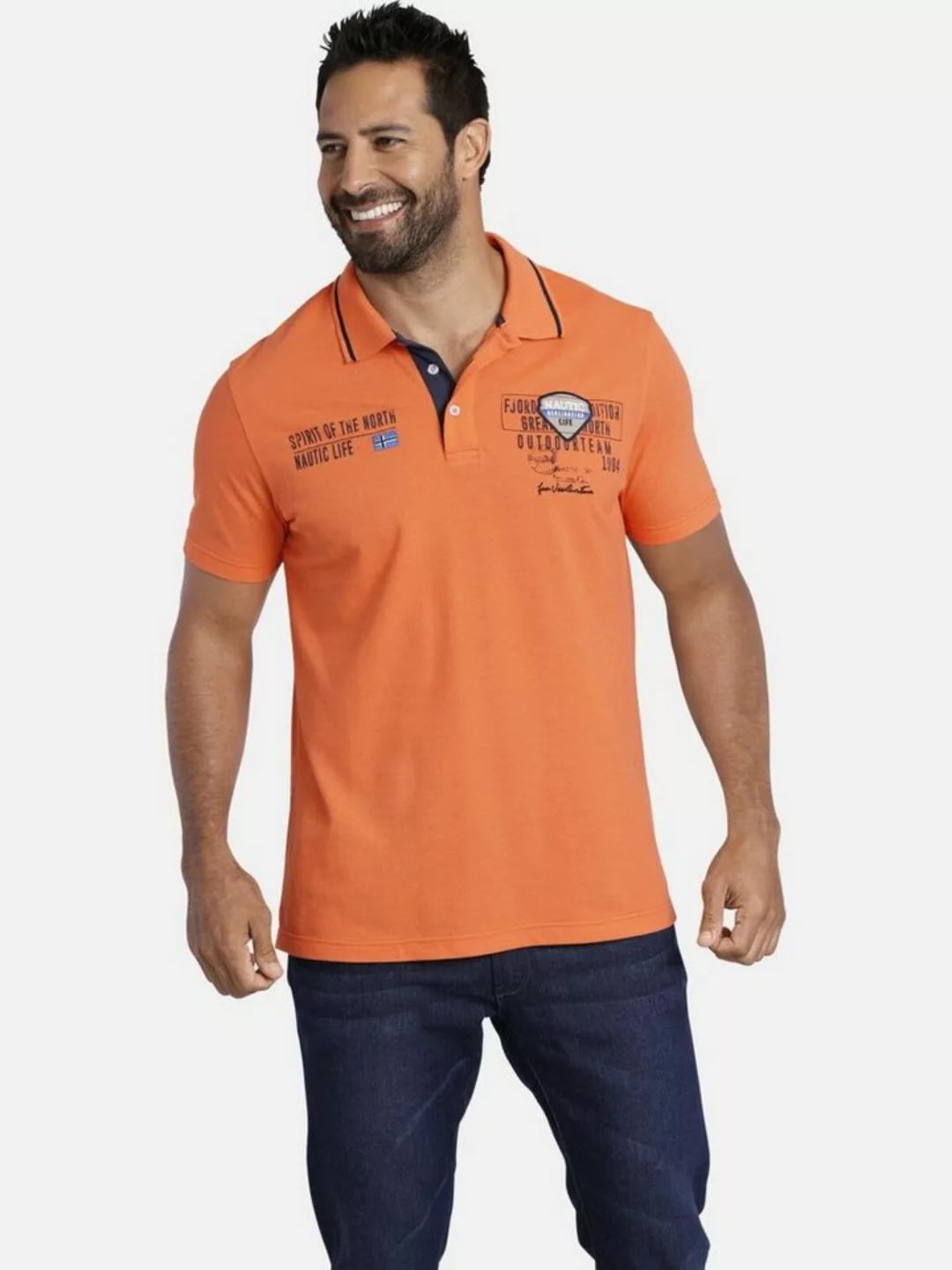 Jan Vanderstorm Poloshirt HALLFRED detailreiches Poloshirt günstig online kaufen