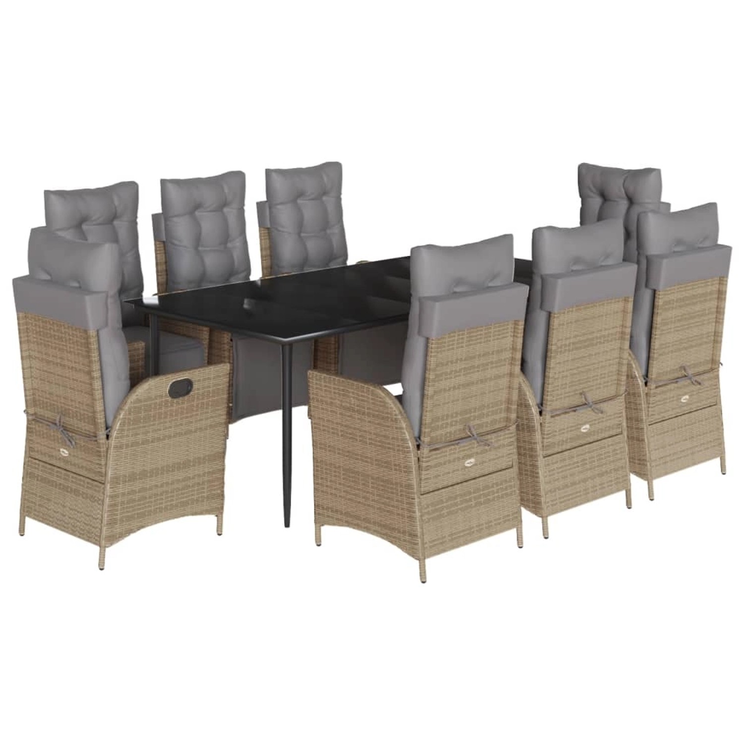 vidaXL 9-Tlg Garten-Essgruppe mit Kissen Beigemischung Poly Rattan 3213454 günstig online kaufen