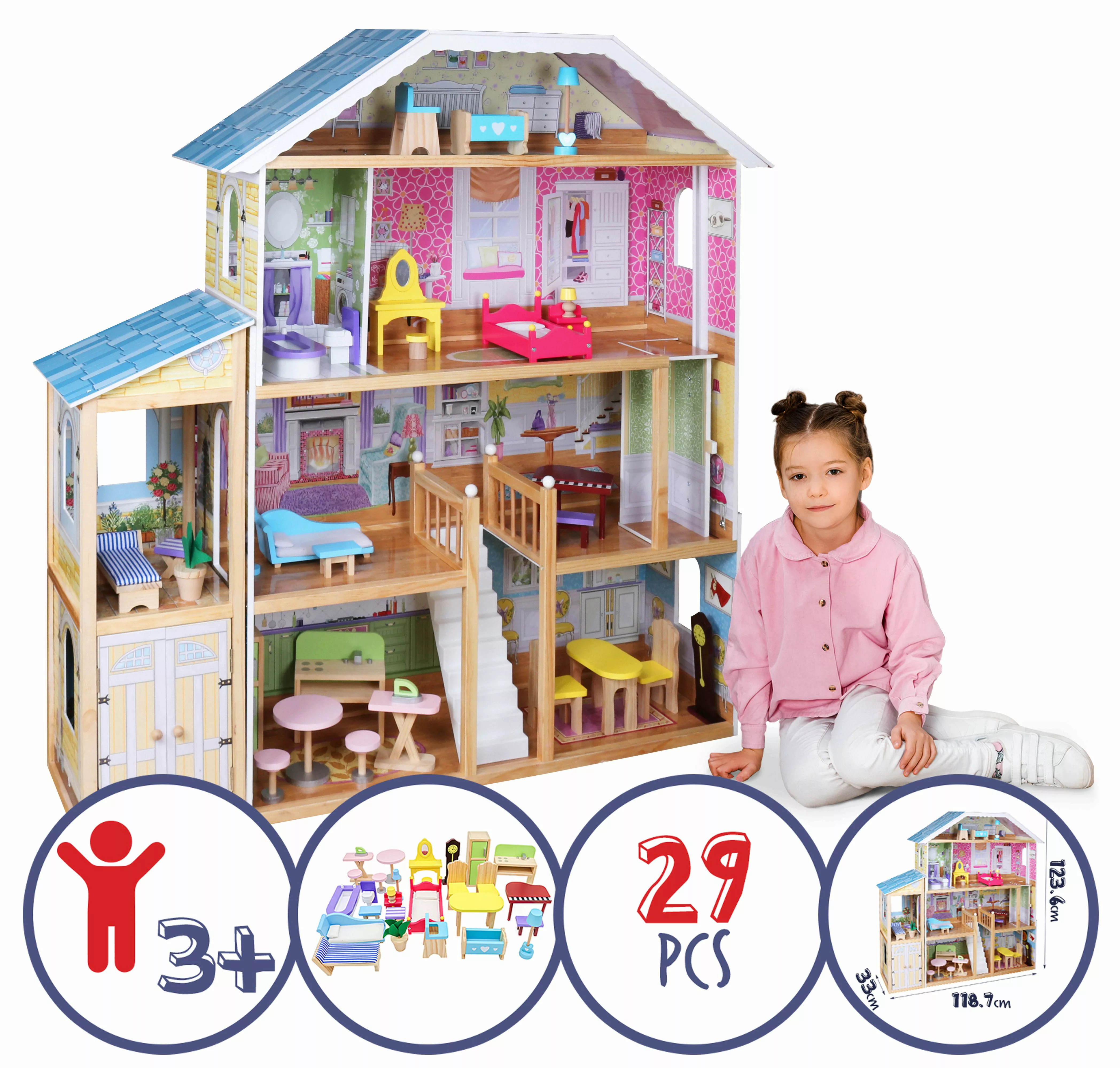 Infantastic Puppenhaus XXXL Puppenhaus Holz Kinder günstig online kaufen