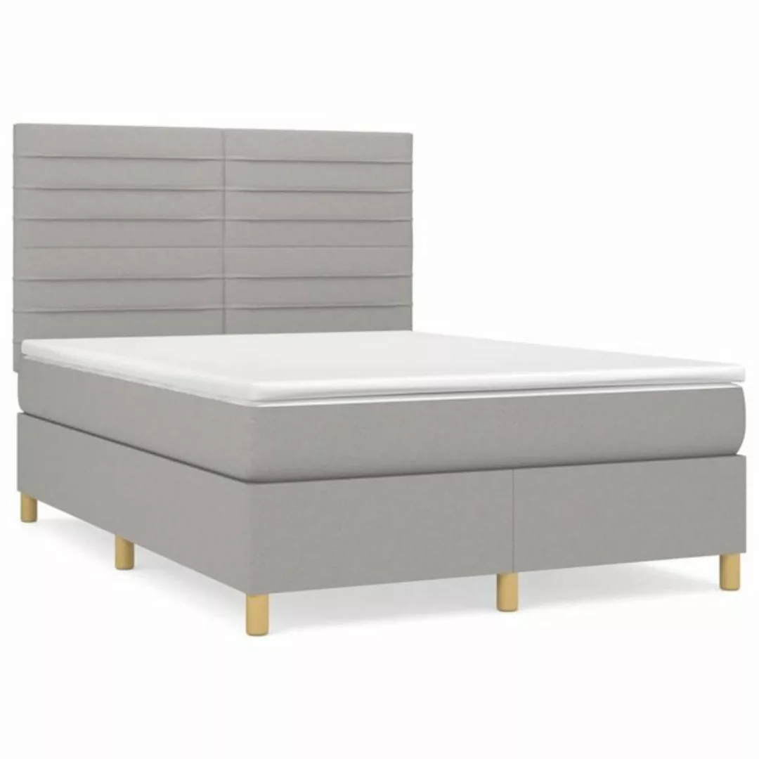 furnicato Bett Boxspringbett mit Matratze Hellgrau 140x200 cm Stoff günstig online kaufen