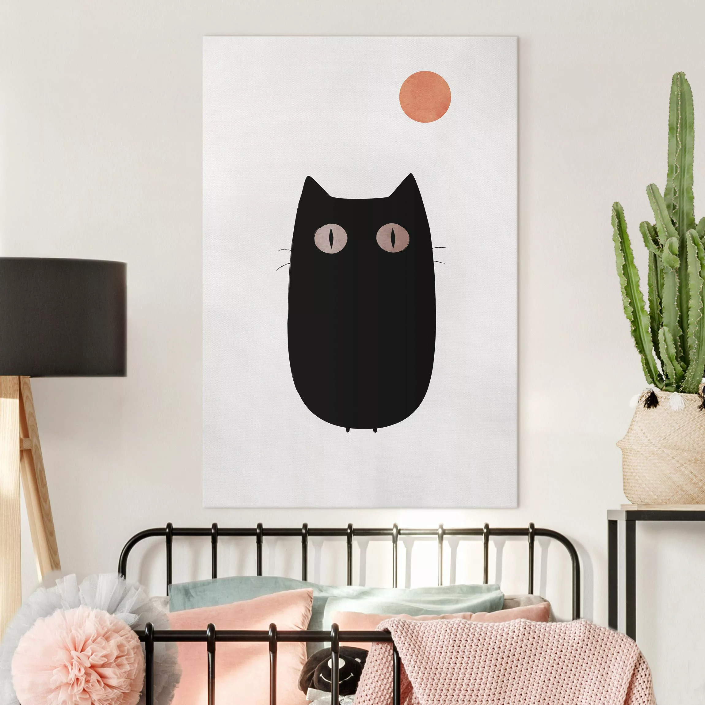 Leinwandbild Schwarze Katze Illustration günstig online kaufen
