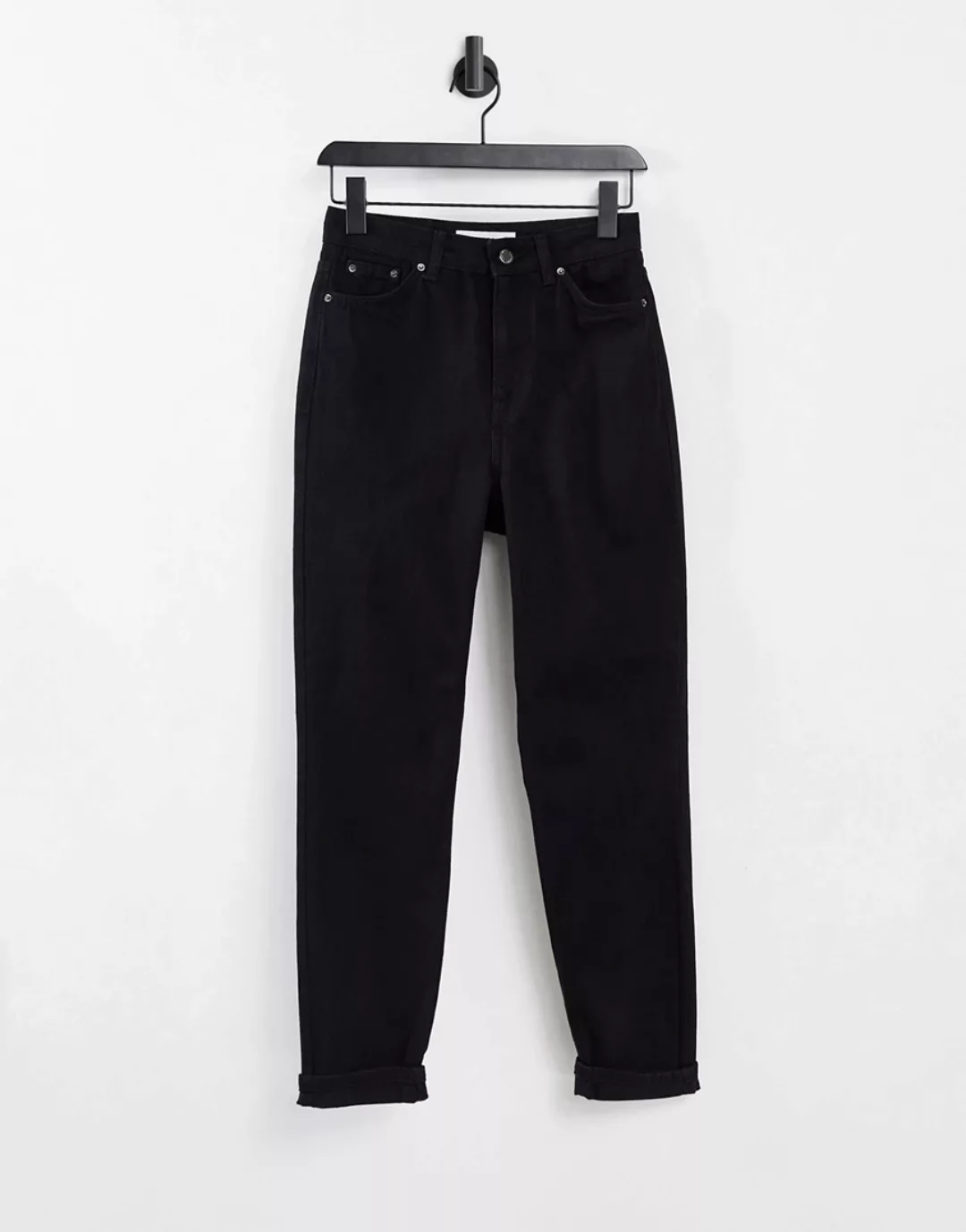 Topshop – Premium-Mom-Jeans aus schwarzem Denim günstig online kaufen
