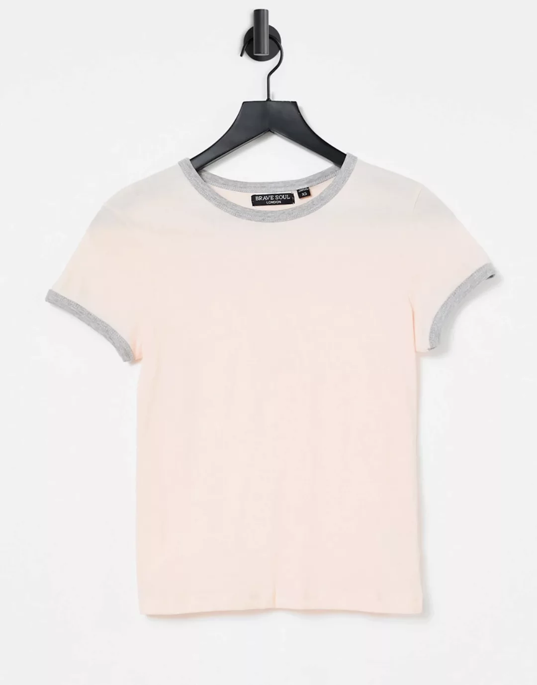 Brave Soul – Claudia – T-Shirt in Pfirsich mit kontrastierenden Abschlüssen günstig online kaufen