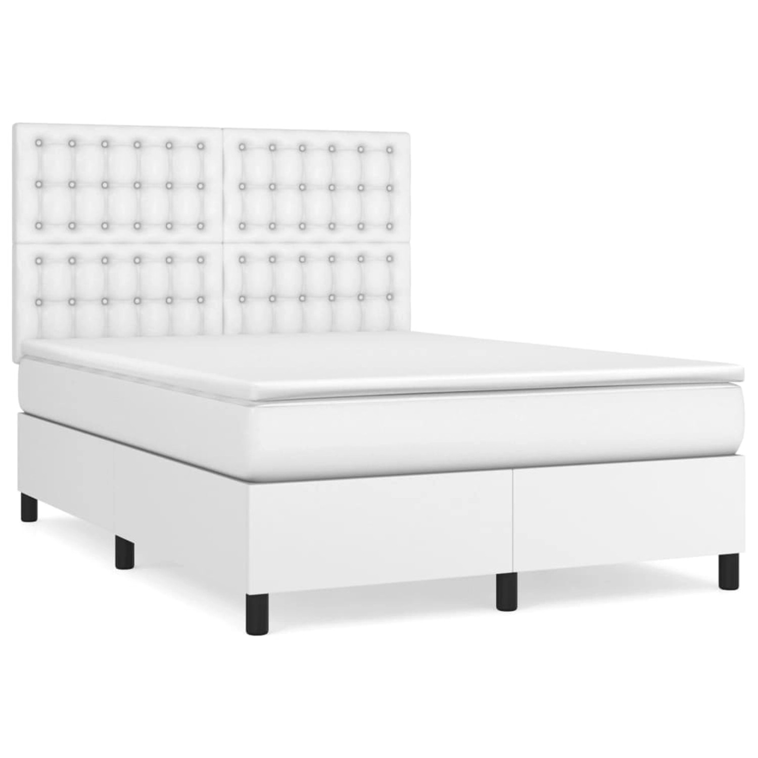 vidaXL Boxspringbett mit Matratze Weiß 140x190 cm Kunstleder1466064 günstig online kaufen