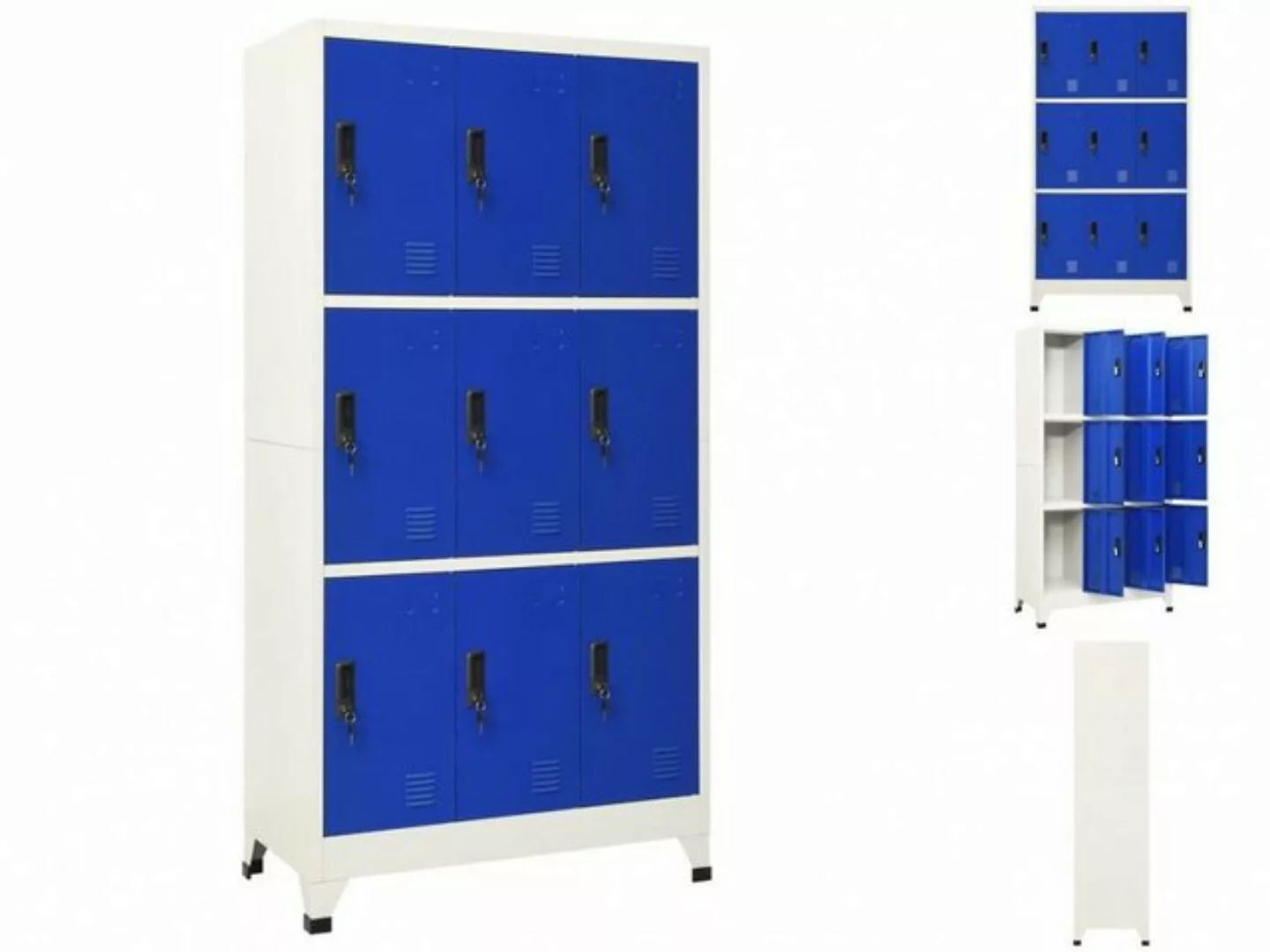 vidaXL Aktenschrank Schließfachschrank Grau und Blau 90x45x180 cm Stahl günstig online kaufen