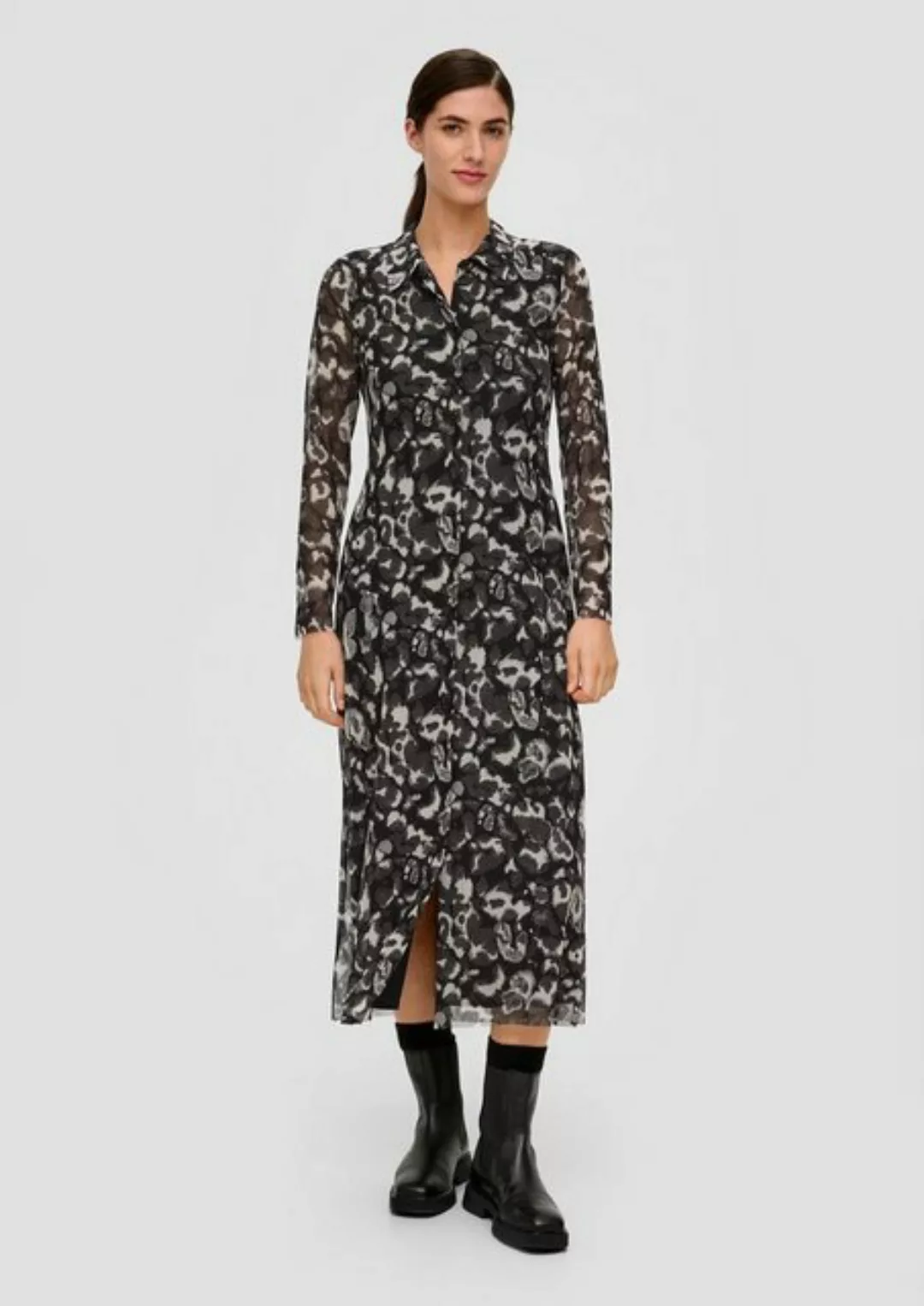 s.Oliver BLACK LABEL Minikleid Hemdblusenkleid aus Mesh günstig online kaufen