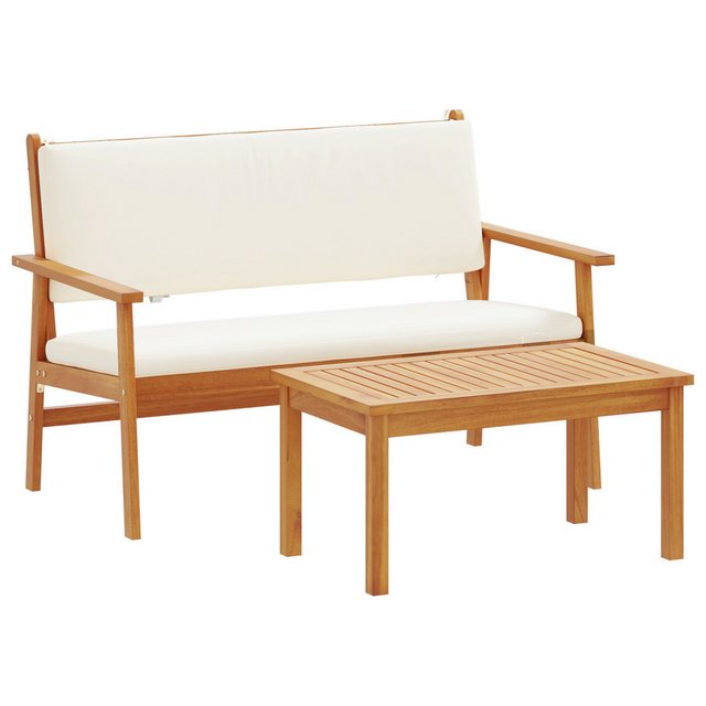 vidaXL Loungesofa Creme Weiß nholz, 100% Polyester (Kissen) Mittel, 1 Teile günstig online kaufen