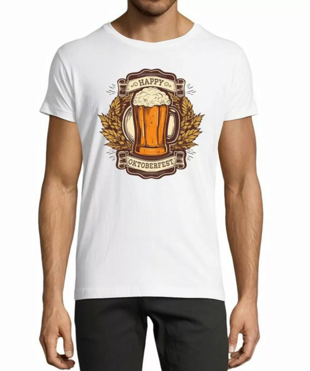 MyDesign24 T-Shirt Herren Fun Print Shirt - Happy Oktoberfest T-Shirt Trink günstig online kaufen