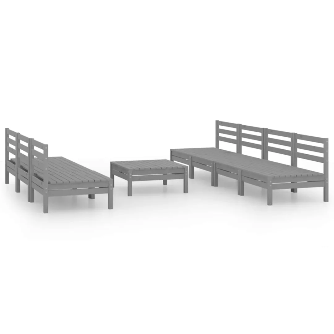 8-tlg. Garten-lounge-set Grau Kiefer Massivholz günstig online kaufen