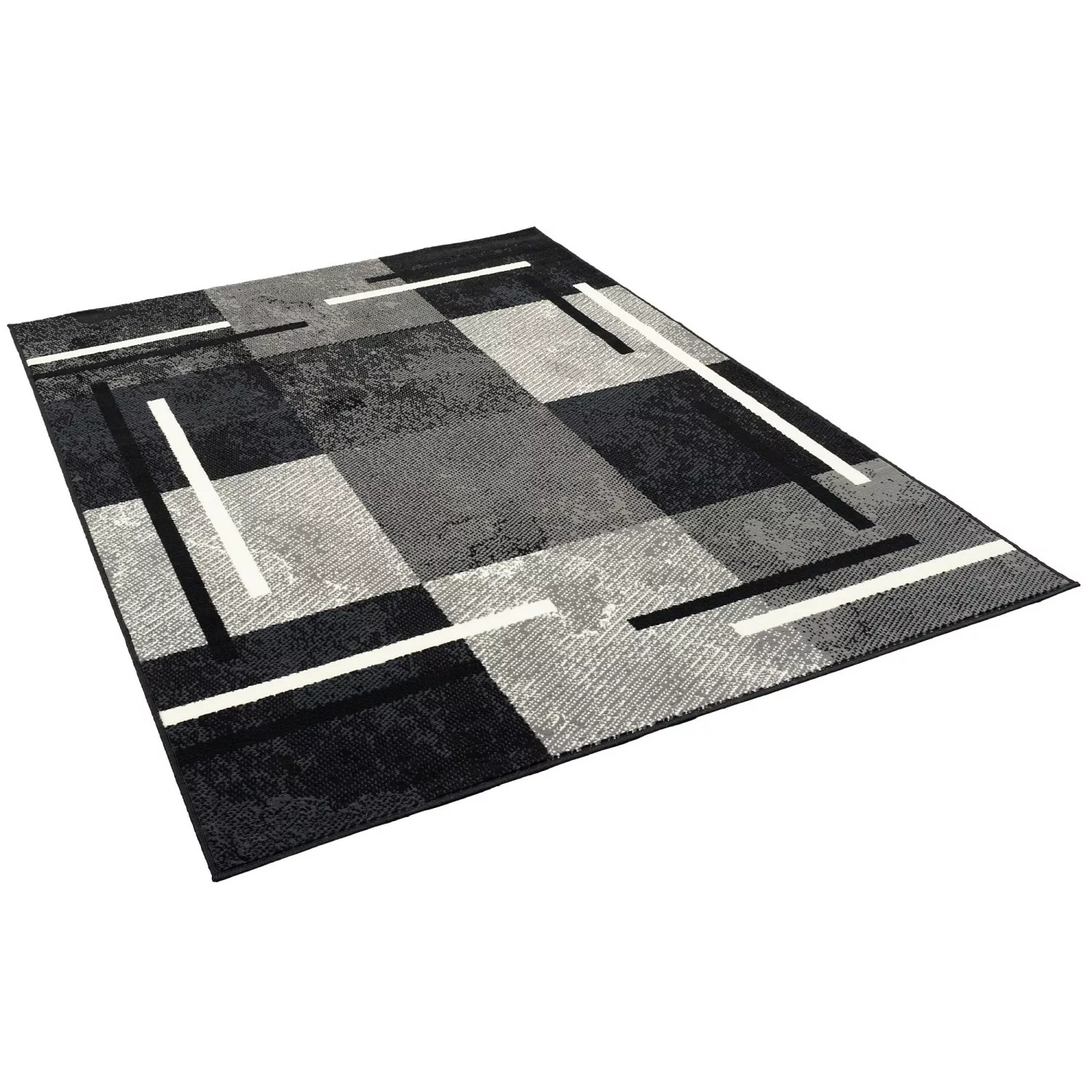 Pergamon Teppich Modern Trendline Karo Schwarz 185x270cm günstig online kaufen