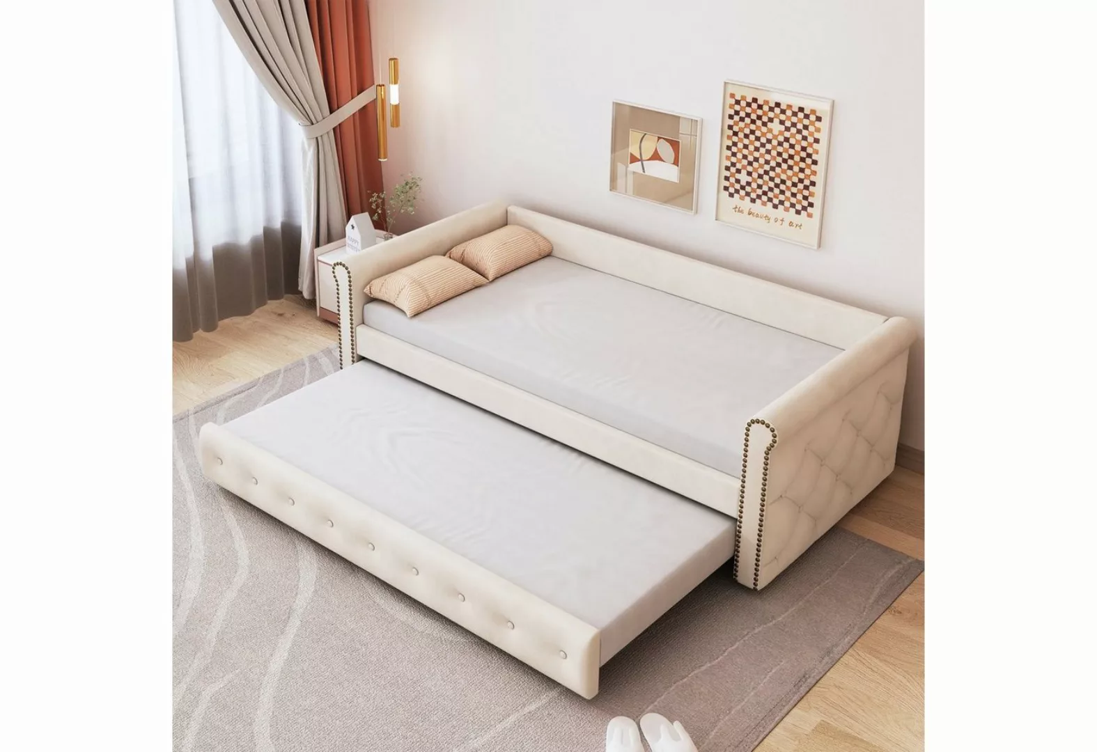 SOFTWEARY Schlafsofa mit Bettfunktion und Gästebett, 90x200 cm, Einzelbett günstig online kaufen