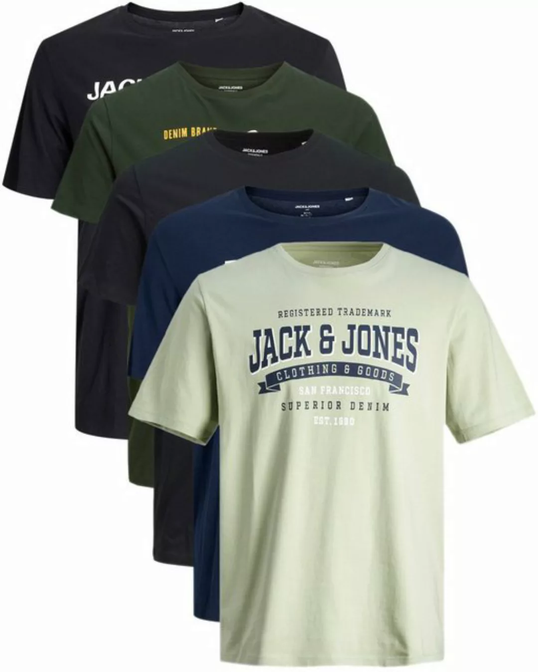 Jack & Jones Plus Print-Shirt Weites Shirt mit Printdruck (Spar-Set, 5er-Pa günstig online kaufen