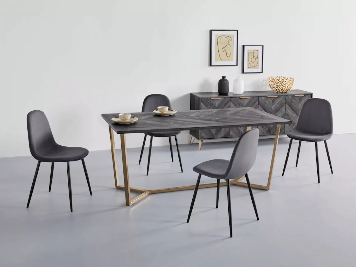 Leonique Esstisch "Nanterie", Tischplatte in Holzoptik, mit exklusivem Fisc günstig online kaufen