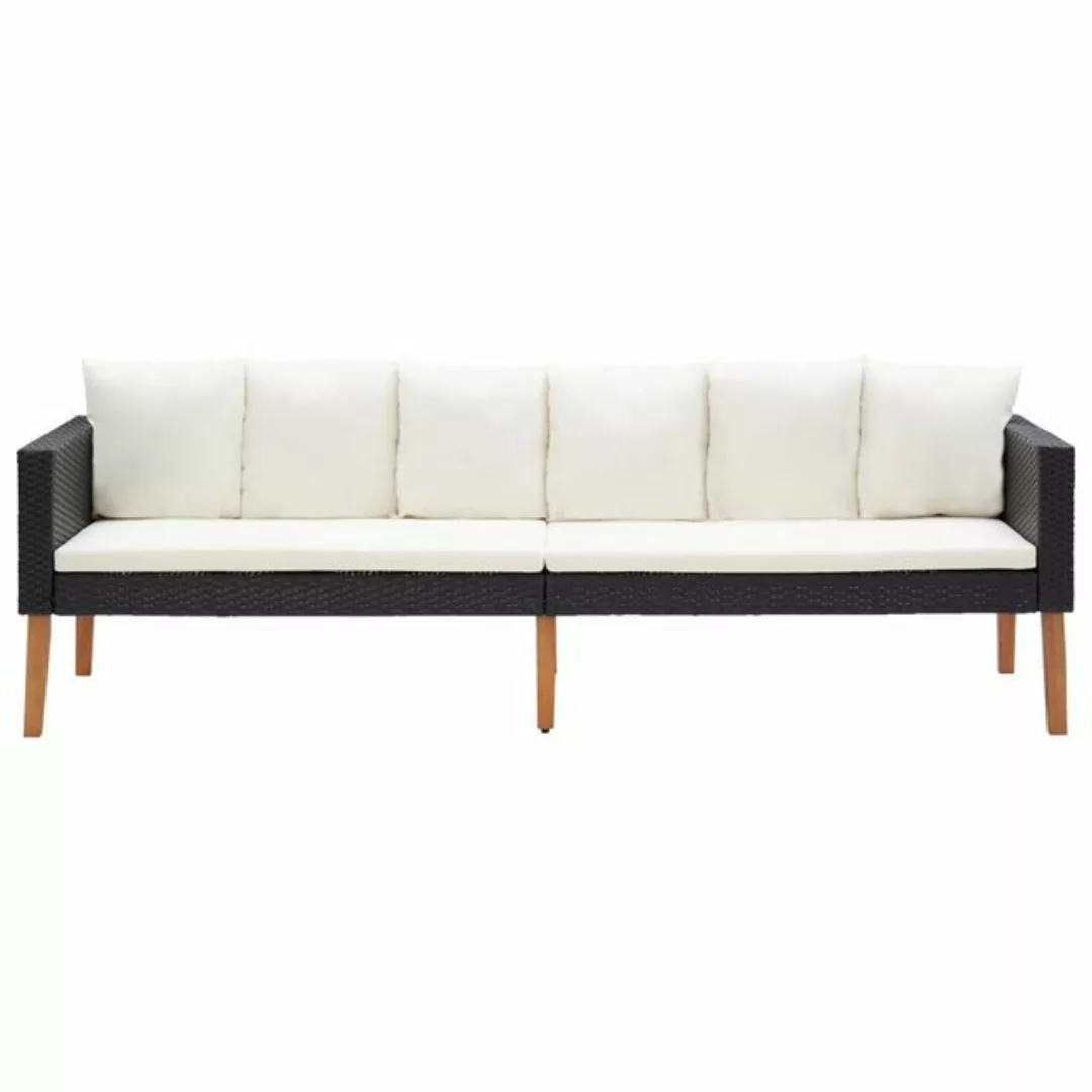 3-sitzer-gartensofa Mit Auflagen Poly Rattan Schwarz günstig online kaufen