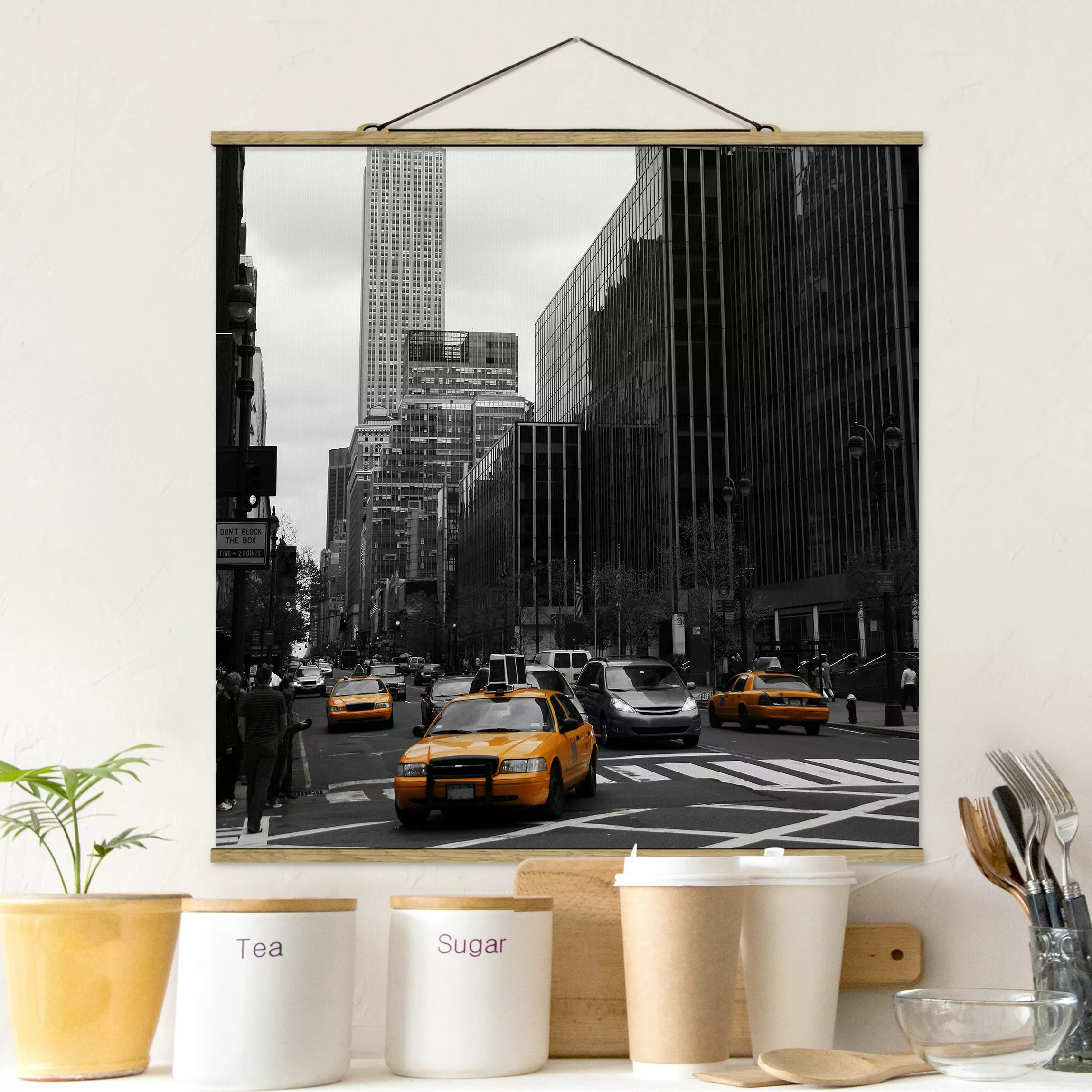 Stoffbild Architektur mit Posterleisten - Quadrat Klassisches NYC günstig online kaufen