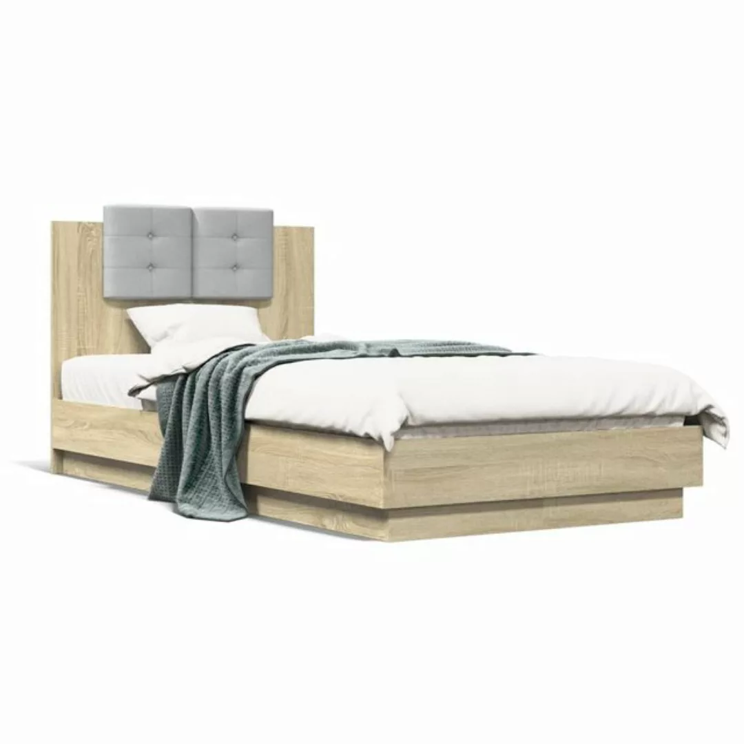 vidaXL Bett Bettgestell mit Kopfteil Sonoma-Eiche 75x190 cm Holzwerkstoff günstig online kaufen