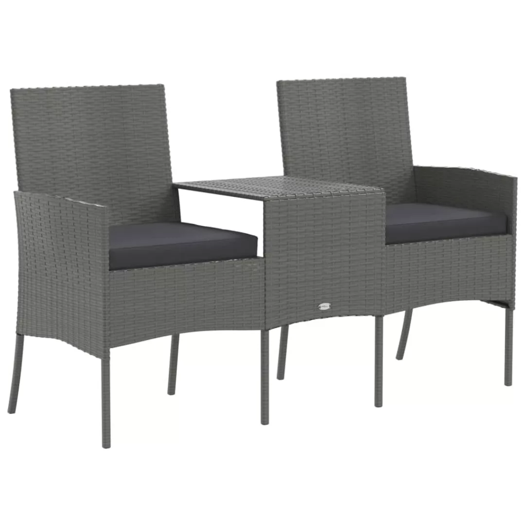 Vidaxl 2-sitzer-gartensofa Mit Teetisch Poly Rattan Anthrazit günstig online kaufen