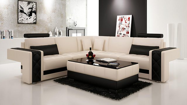 Xlmoebel Sofa Modernes Ecksofa aus Leder Wohnlandschaft Couch Eck Garnitur günstig online kaufen