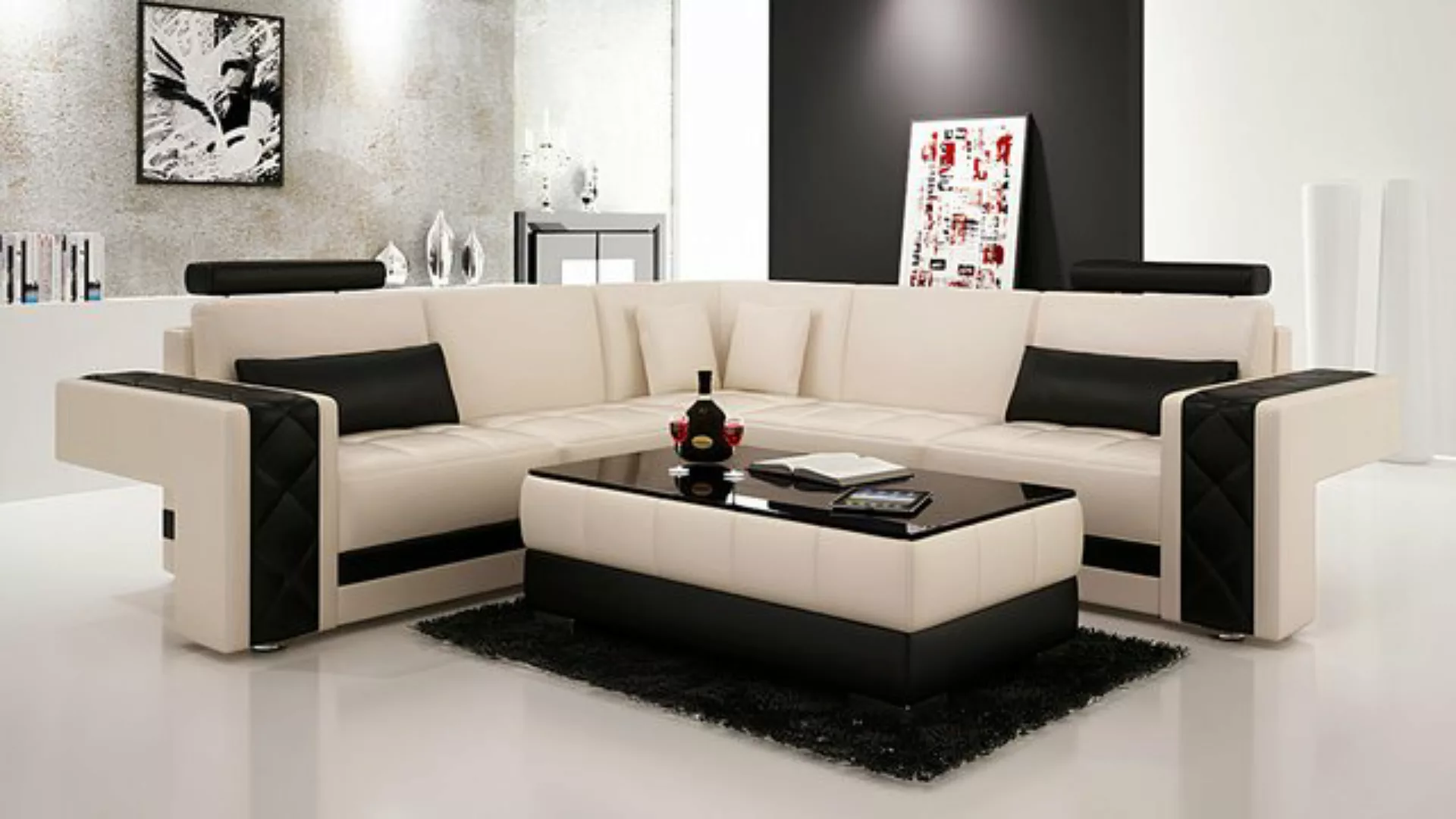 Xlmoebel Ecksofa Sofa aus Leder mit USB-Anschluss Wohnlandschaft Eckcouch E günstig online kaufen