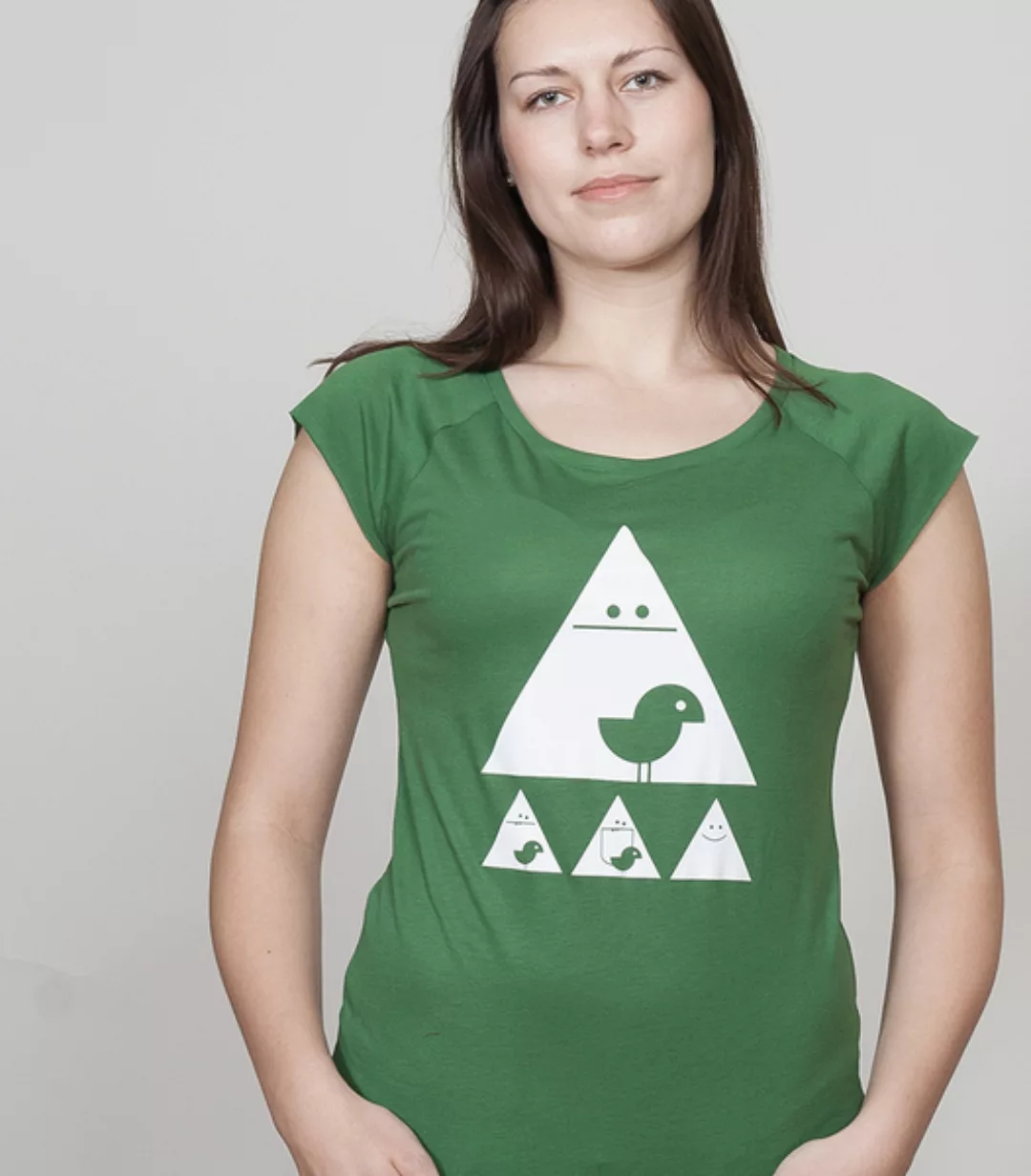 Bamboo Raglan Shirt Women Leaf Green "Achtung Birdy" günstig online kaufen