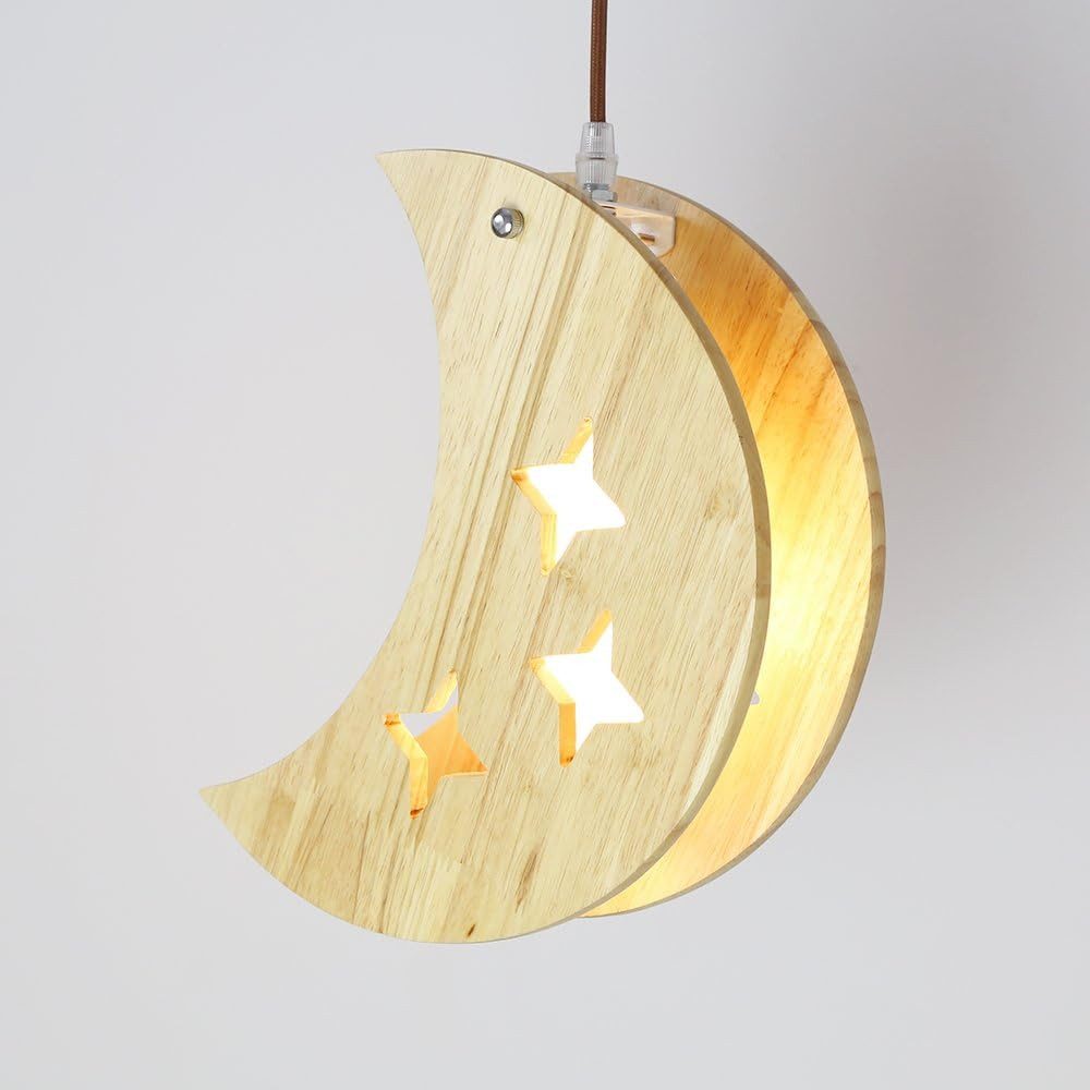 JDONG Pendelleuchte aus Holz Stern/Mond design günstig online kaufen