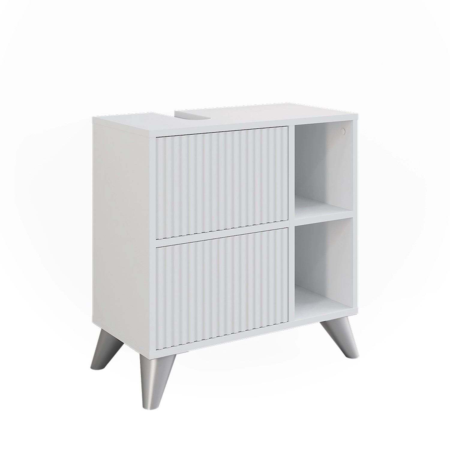Vicco Waschbeckenunterschrank Leano Weiß 60 x 62 cm mit 2 Schubladen günstig online kaufen