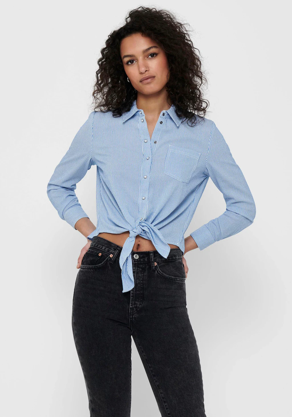 ONLY Hemdbluse "ONLLECEY LS KNOT SHIRT NOOS WVN" günstig online kaufen