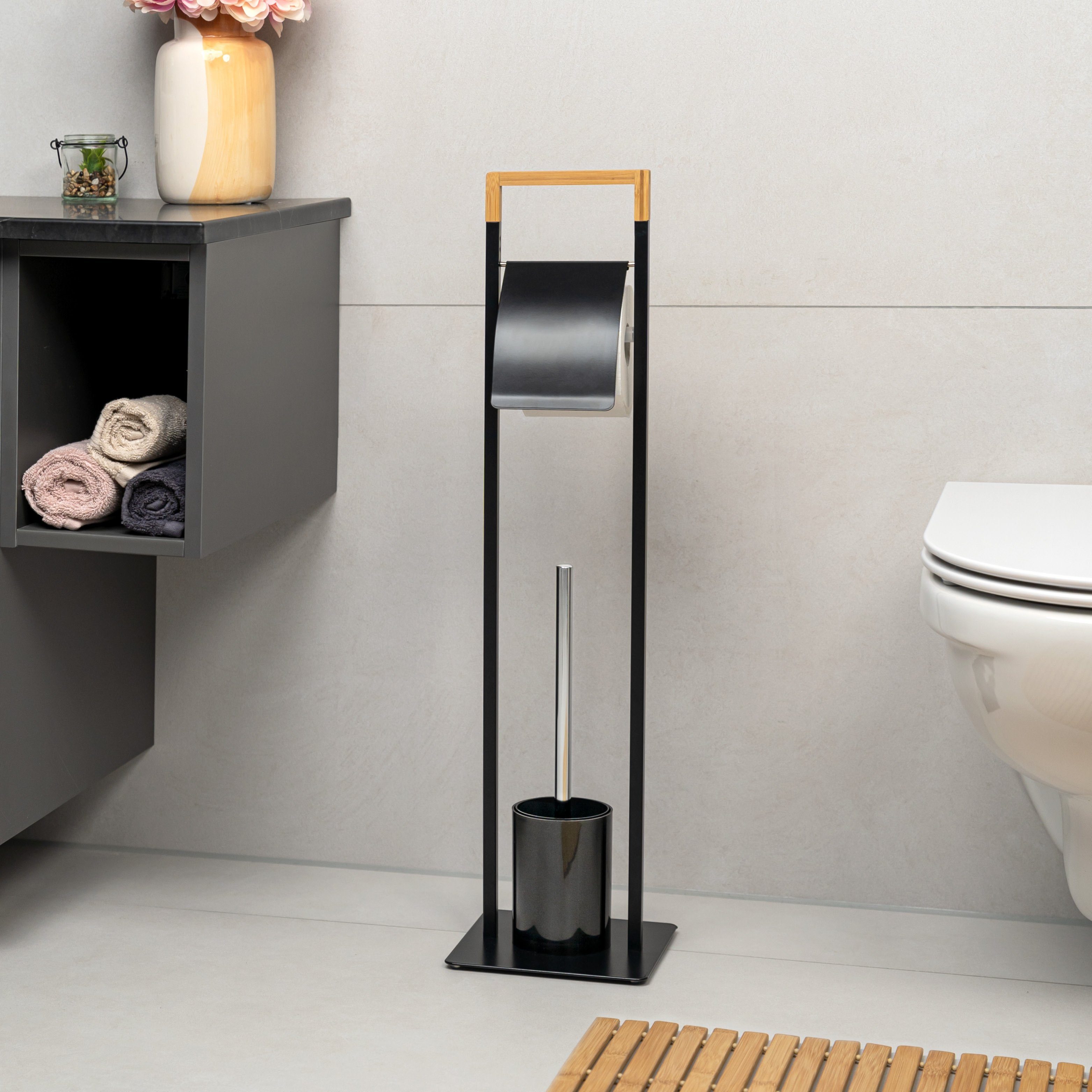 bremermann WC-Garnitur Stand-WC-Garnitur 2in1, WC-Bürste, WC-Rollenhalter, günstig online kaufen