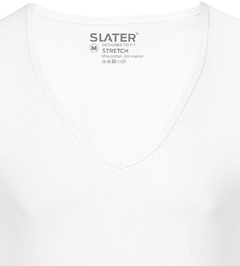 Slater 2er-Pack Stretch T-shirt Tiefer V-Ausschnitt Weiß - Größe L günstig online kaufen