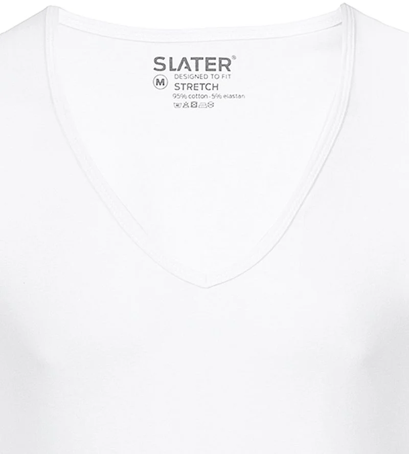 Slater 2er-Pack Stretch T-shirt Tiefer V-Ausschnitt Weiß - Größe M günstig online kaufen