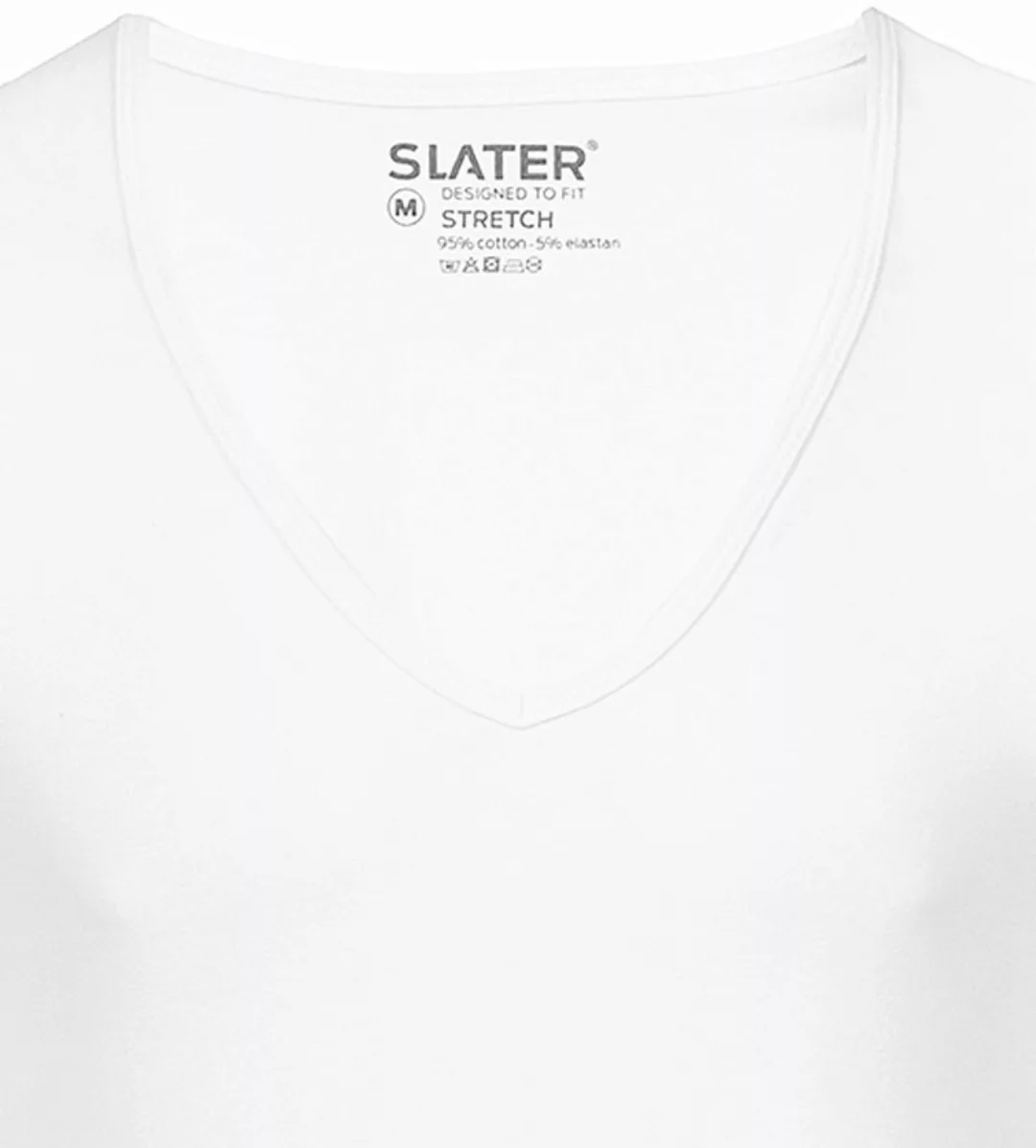 Slater 2er-Pack Stretch T-shirt Tiefer V-Ausschnitt Weiß - Größe S günstig online kaufen