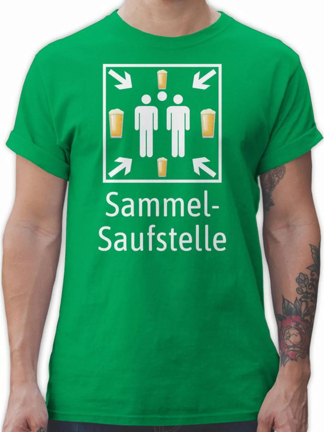 Shirtracer T-Shirt Sammel Saufstelle, Sammelsaufstelle Bier, Sauf Geschenke günstig online kaufen