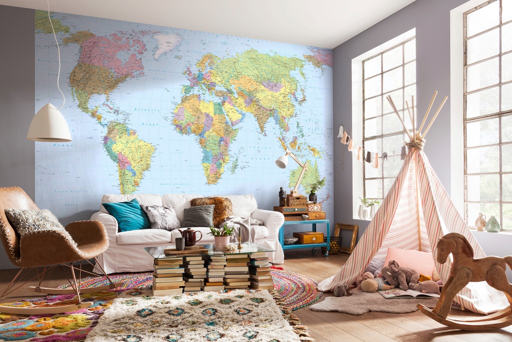 Komar Fototapete Vlies World Map 368 cm x 248 cm FSC® FSC® günstig online kaufen