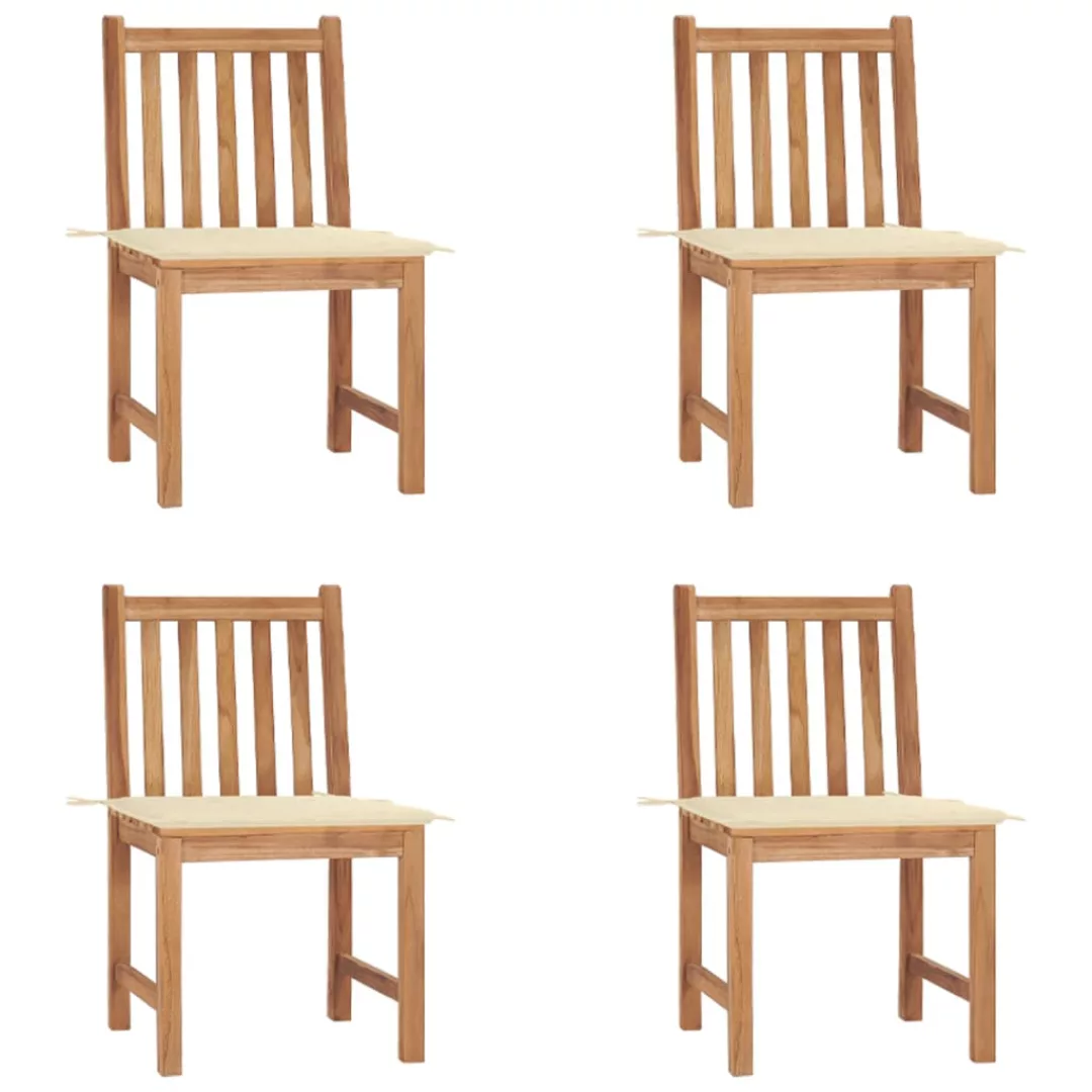 Gartenstühle 4 Stk. Mit Kissen Massivholz Teak günstig online kaufen