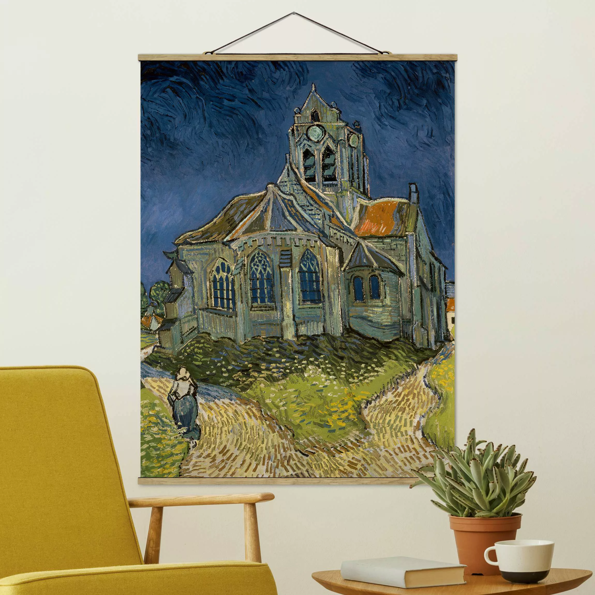 Stoffbild Kunstdruck mit Posterleisten - Hochformat Vincent van Gogh - Kirc günstig online kaufen