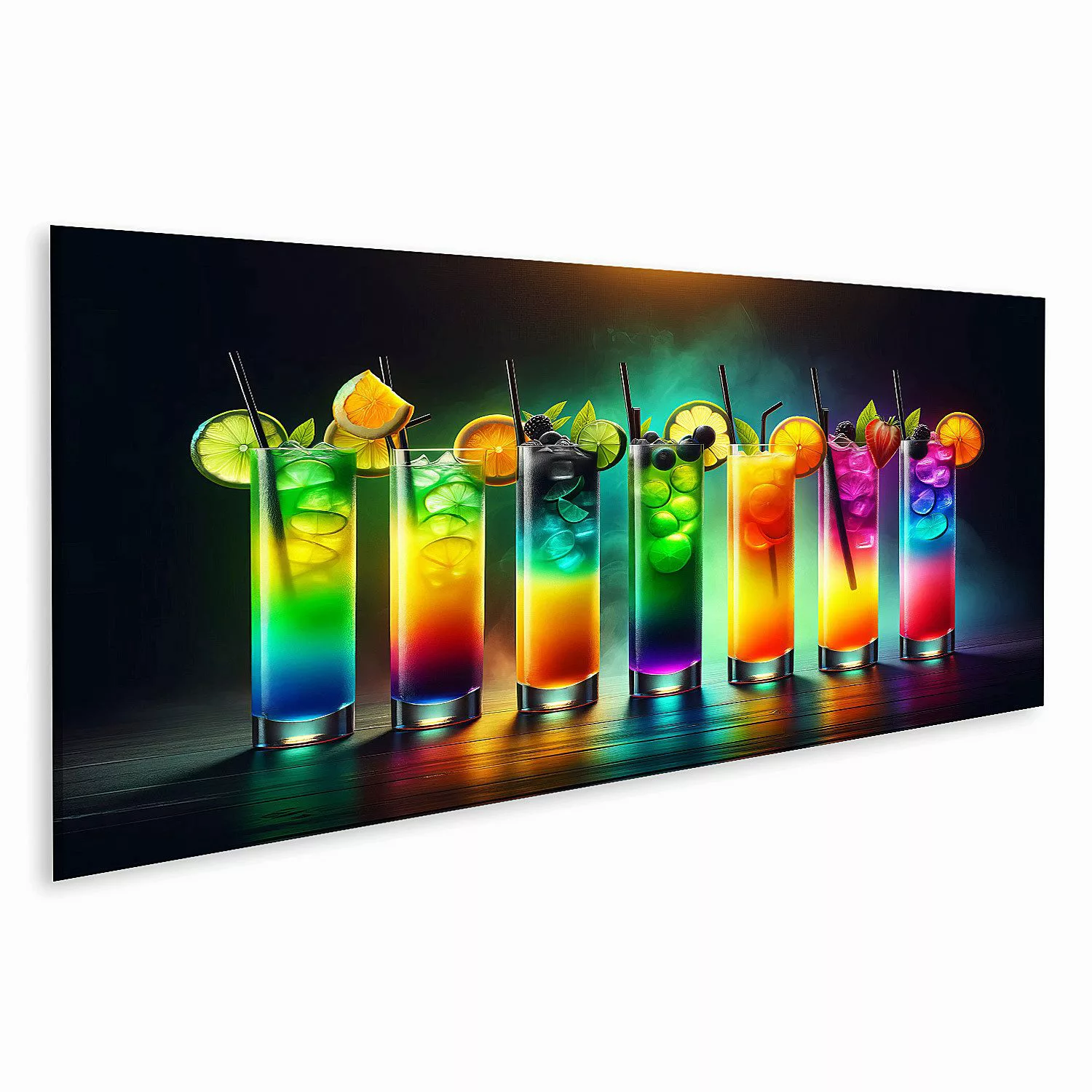 islandburner Leinwandbild Bunte Farbverläufe: Fünf Cocktails günstig online kaufen