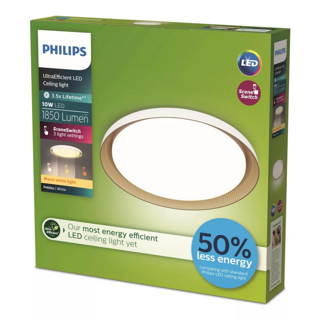 LED Deckenleuchte Pebblo in Weiß und Beige 10W 1850lm günstig online kaufen