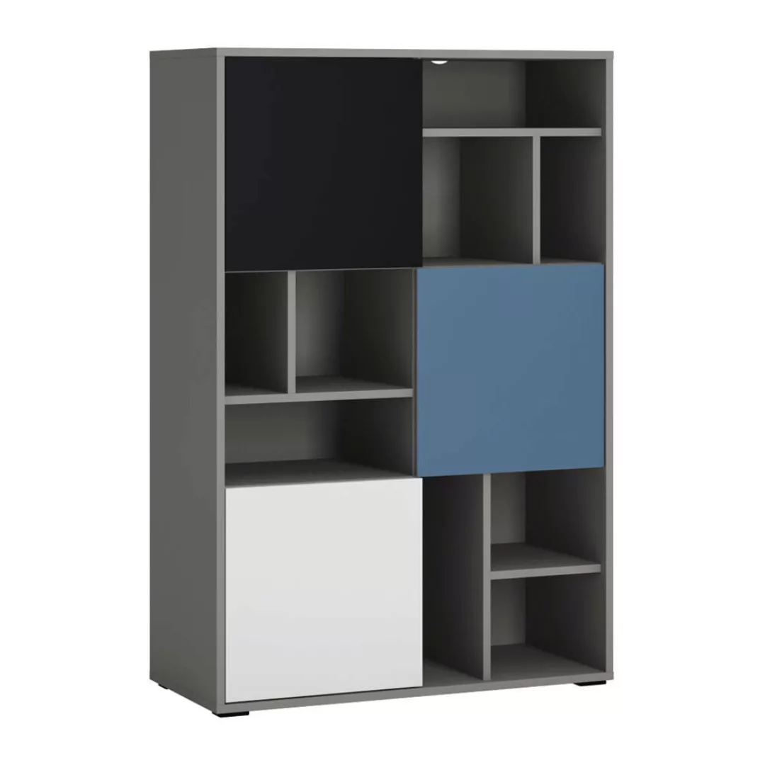 Regal Jugendzimmer LIIVA-129 in grau mit schwarz, weiß, blau, B/H/T: ca. 83 günstig online kaufen