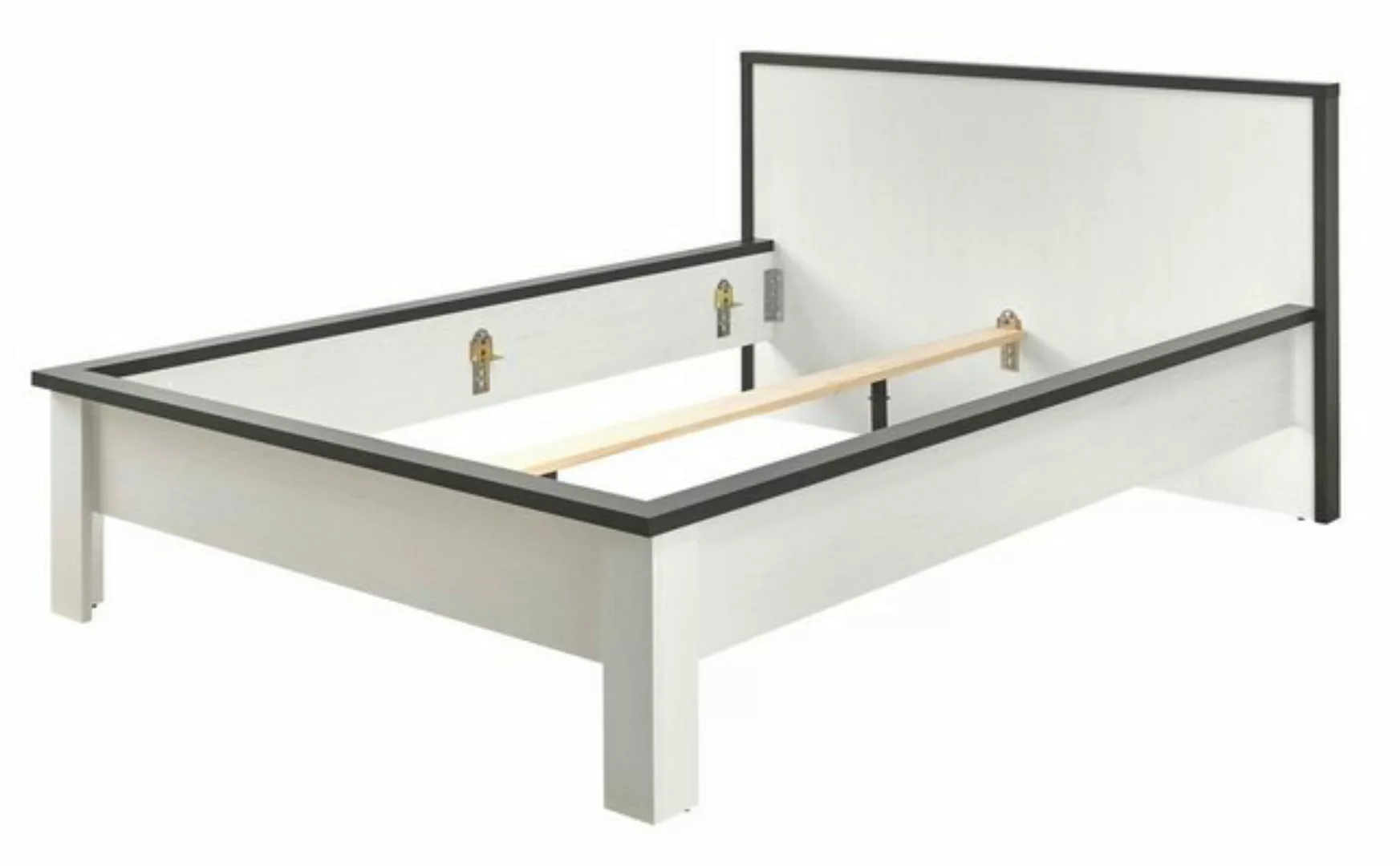 Furn.Design Einzelbett Stove (Bett in weiß Pinie und Anthrazit, Liegefläche günstig online kaufen