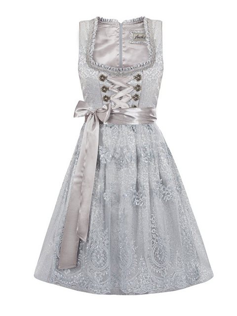 Trachten24.de Dirndl Midi Dirndl Lilith silber (2-tlg) Rockteil 60cm günstig online kaufen