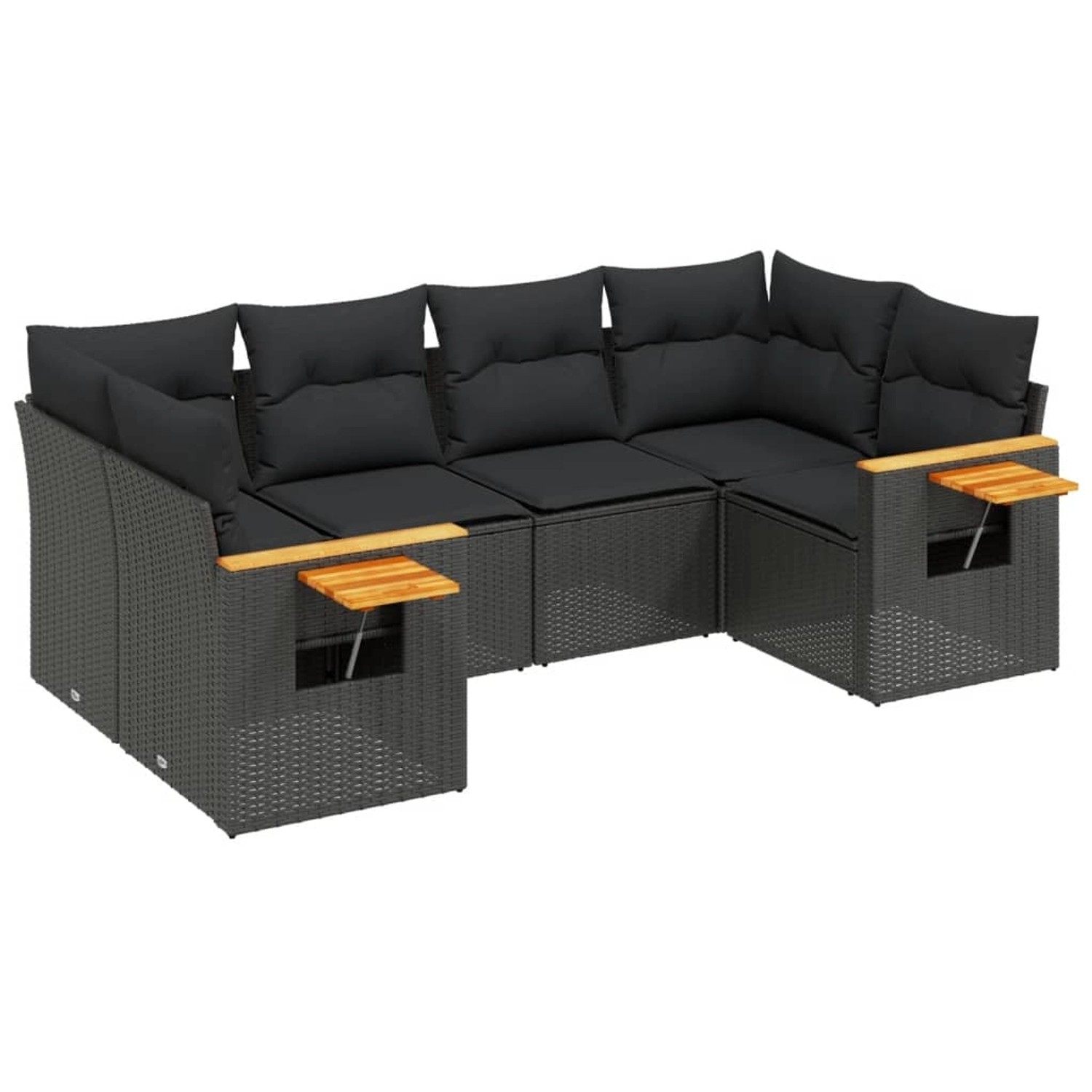 vidaXL 6-tlg Garten-Sofagarnitur mit Kissen Schwarz Poly Rattan Modell 104 günstig online kaufen