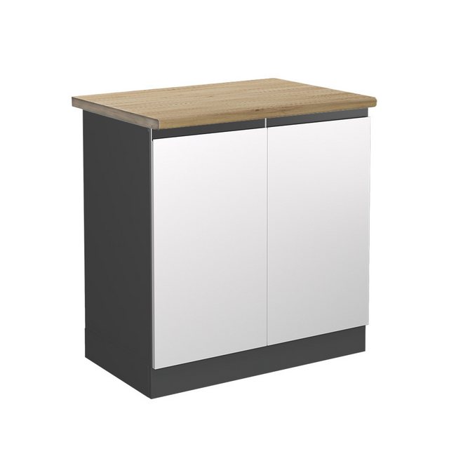 Vicco Spülenunterschrank R-Line, Weiß/Anthrazit, 80 cm, AP Eiche günstig online kaufen