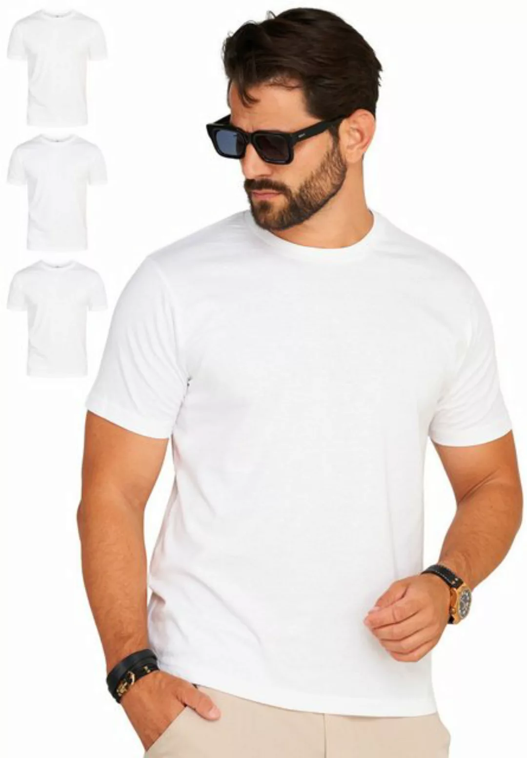 DAILY COTTON T-Shirt BASETEEO (Packung, 3er-Pack) Herren Basic Kurzarm Rund günstig online kaufen