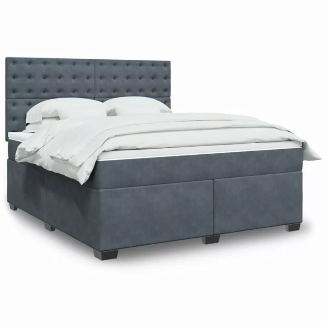 vidaXL Boxspringbett, Boxspringbett mit Matratze Dunkelgrau 180x200 cm Samt günstig online kaufen