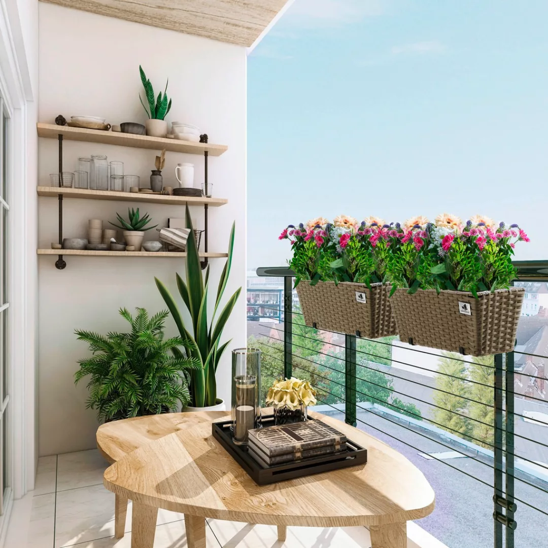 Gartenfreude Balkonkasten, (Set, 2 St.), 47 x 17 x 15 cm, inkl. Aufhängung, günstig online kaufen
