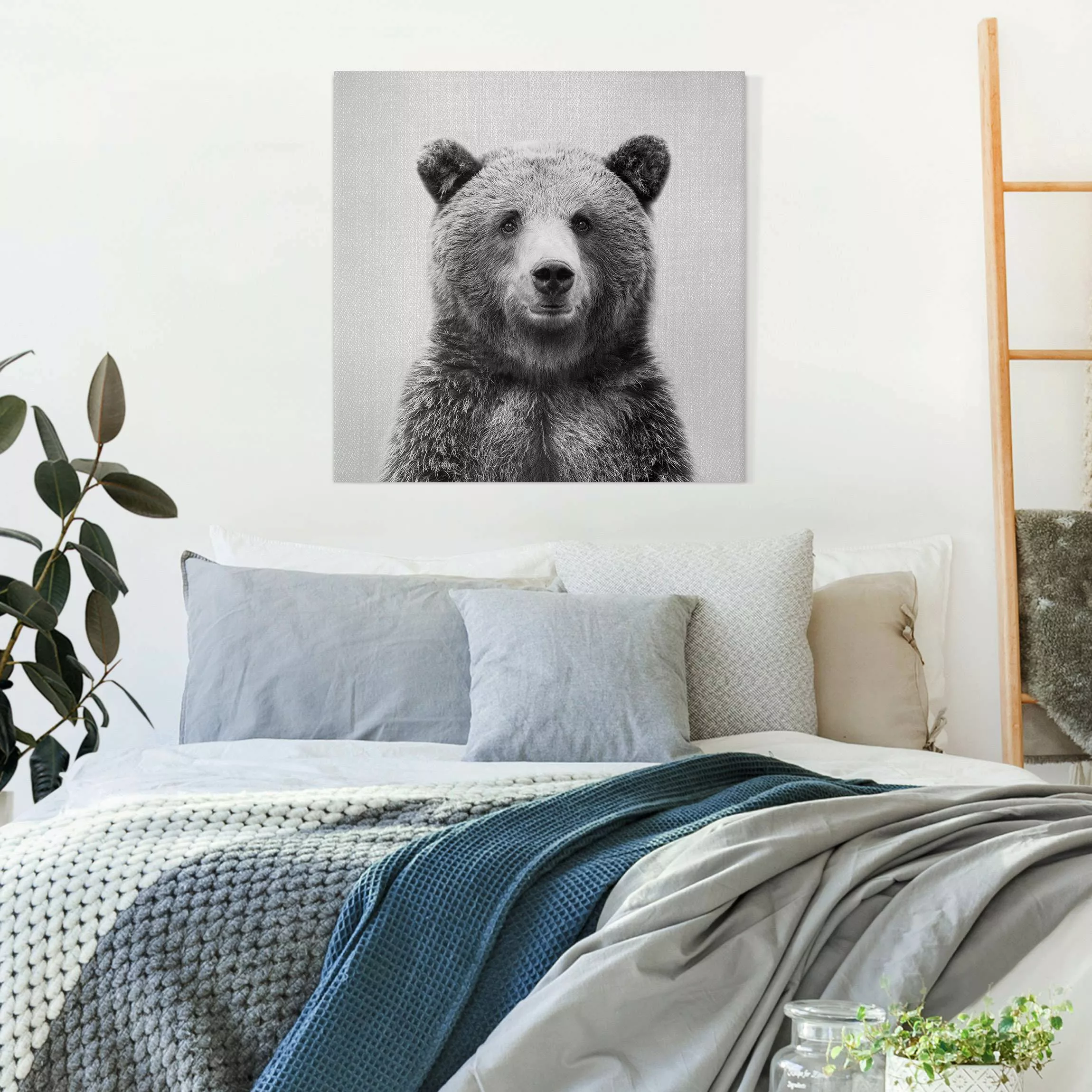 Leinwandbild Grizzlybär Gustel Schwarz Weiß günstig online kaufen